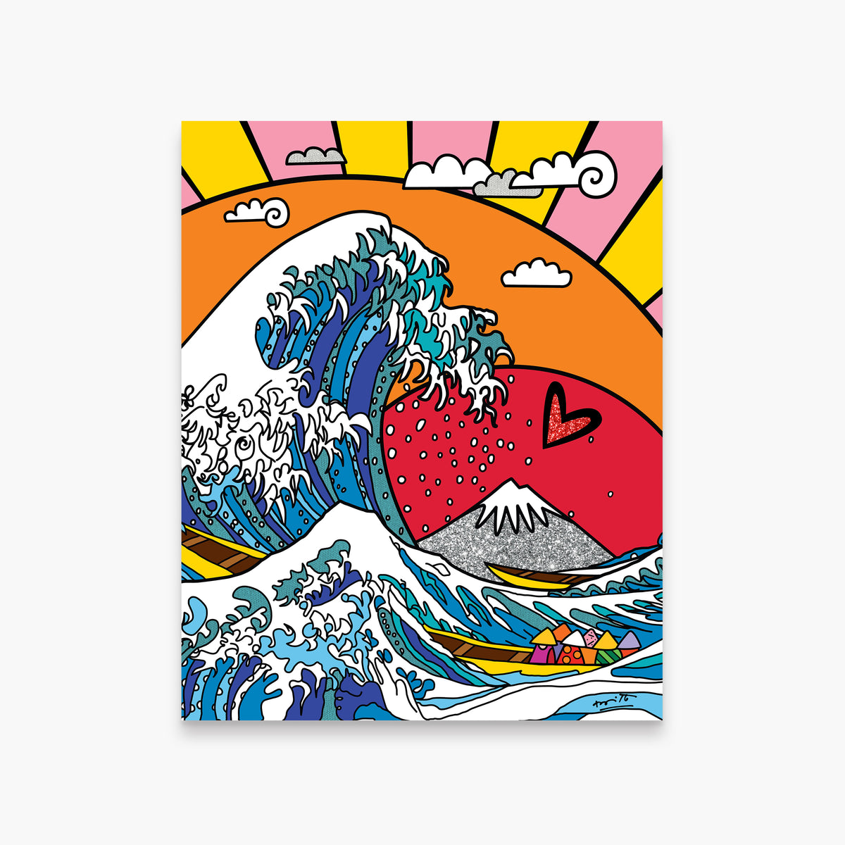 Romero Britto the greatest wave limited edition  colorful pop art design