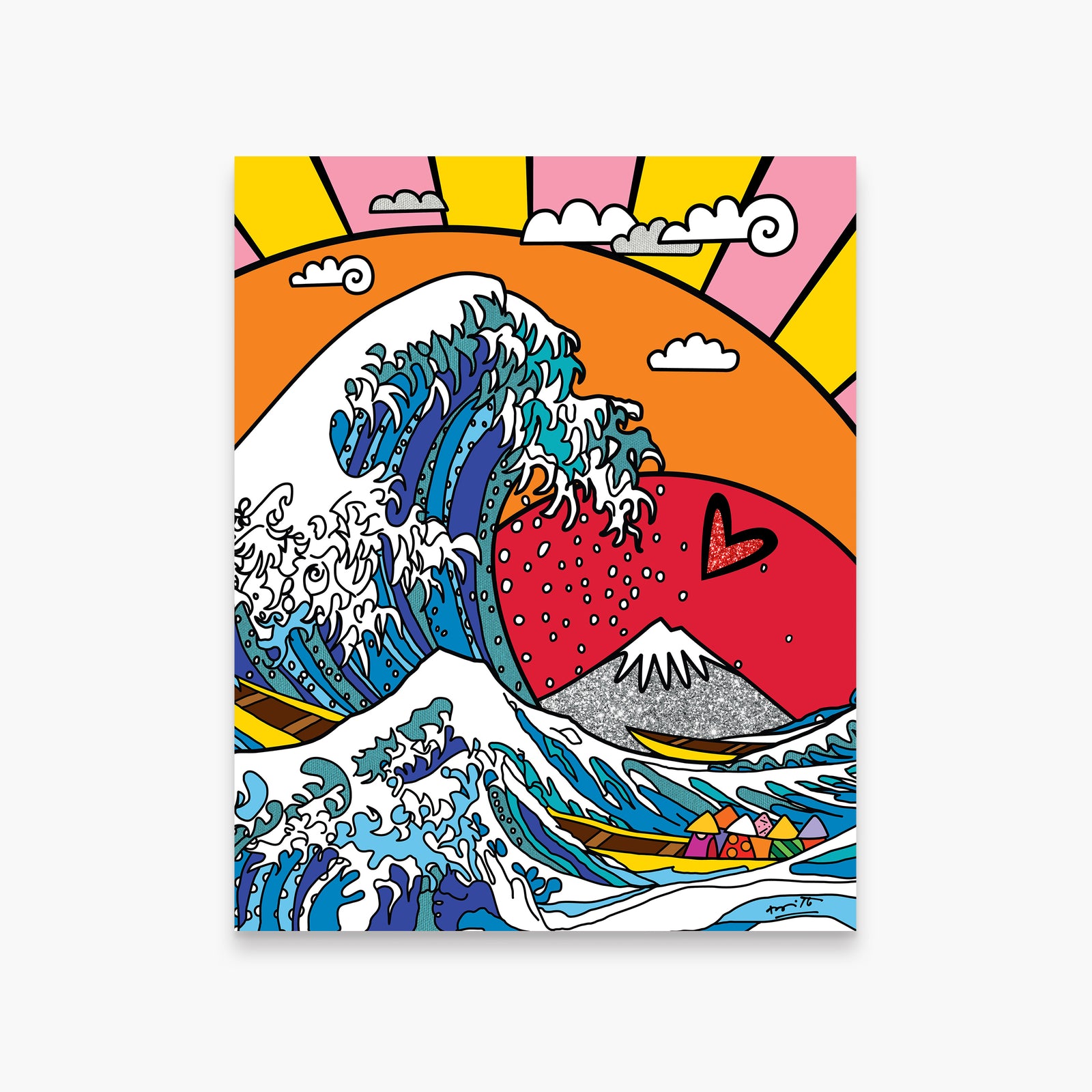 Romero Britto the greatest wave limited edition  colorful pop art design