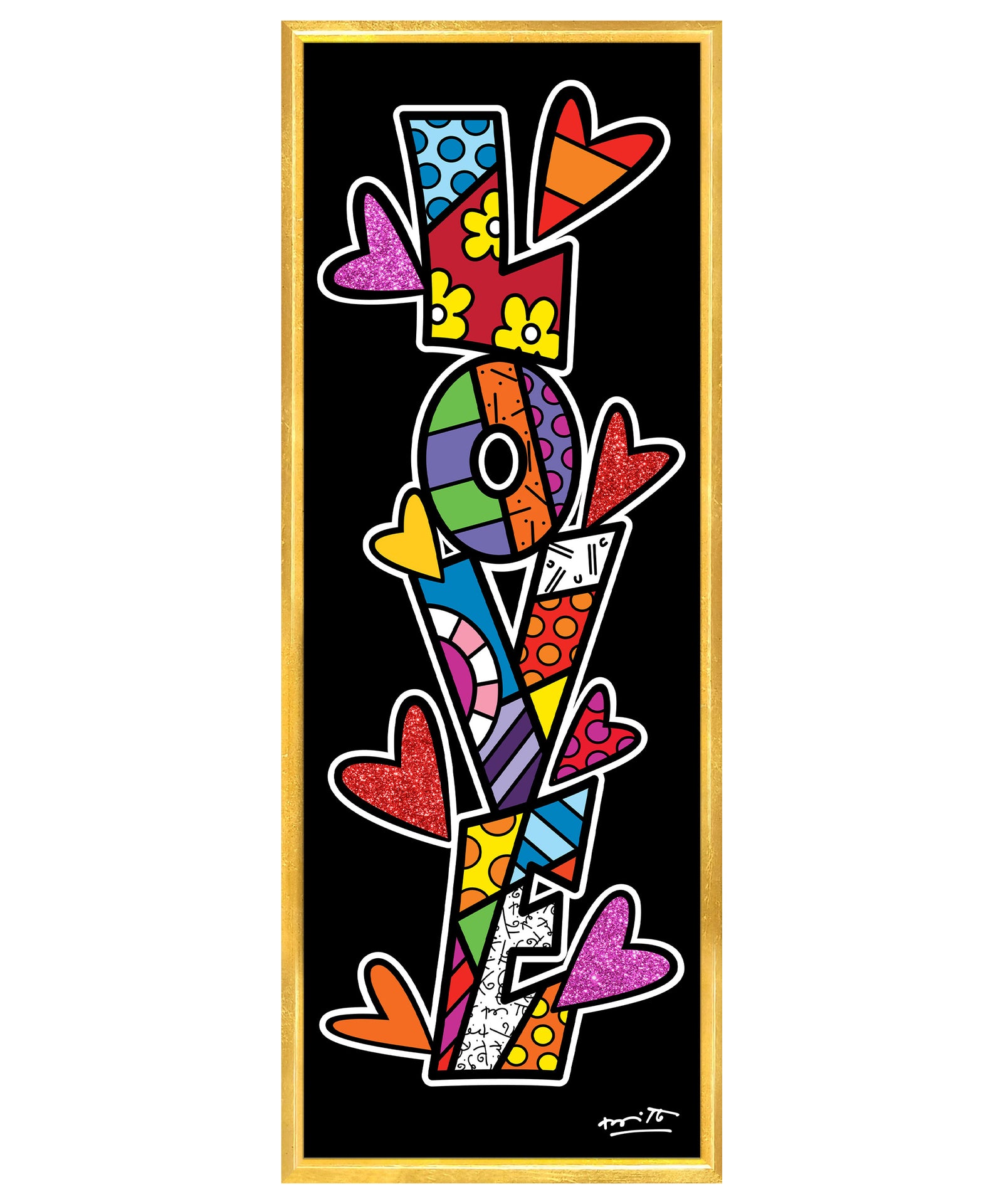Romero Britto up love limited edition print  colorful pop art design