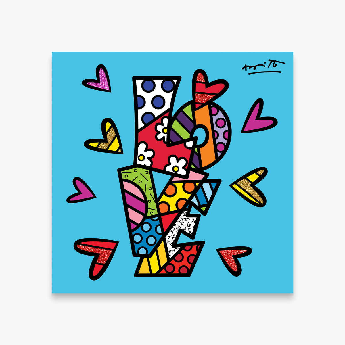 Romero Britto sweet love limited edition print  colorful pop art design