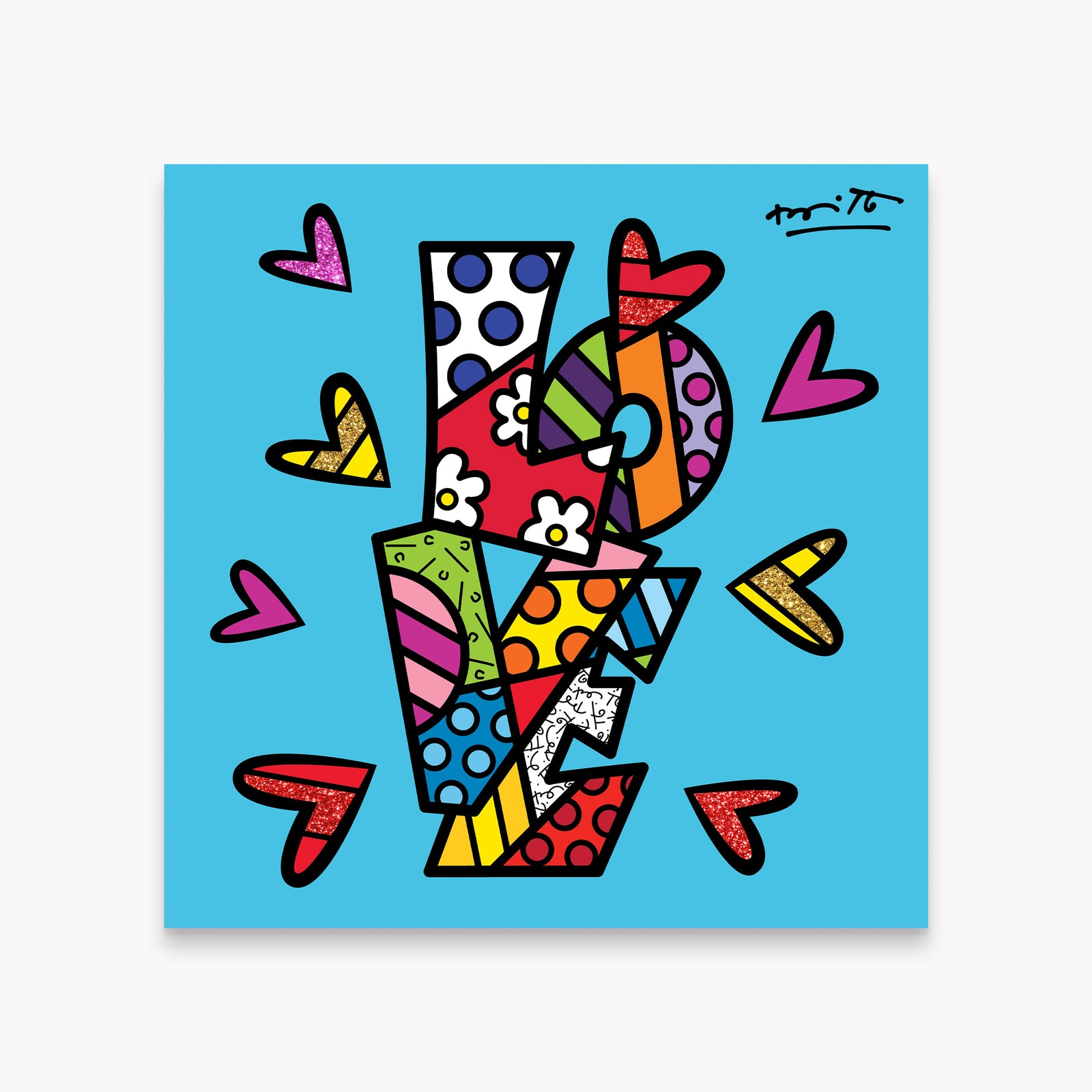 Romero Britto sweet love limited edition print  colorful pop art design