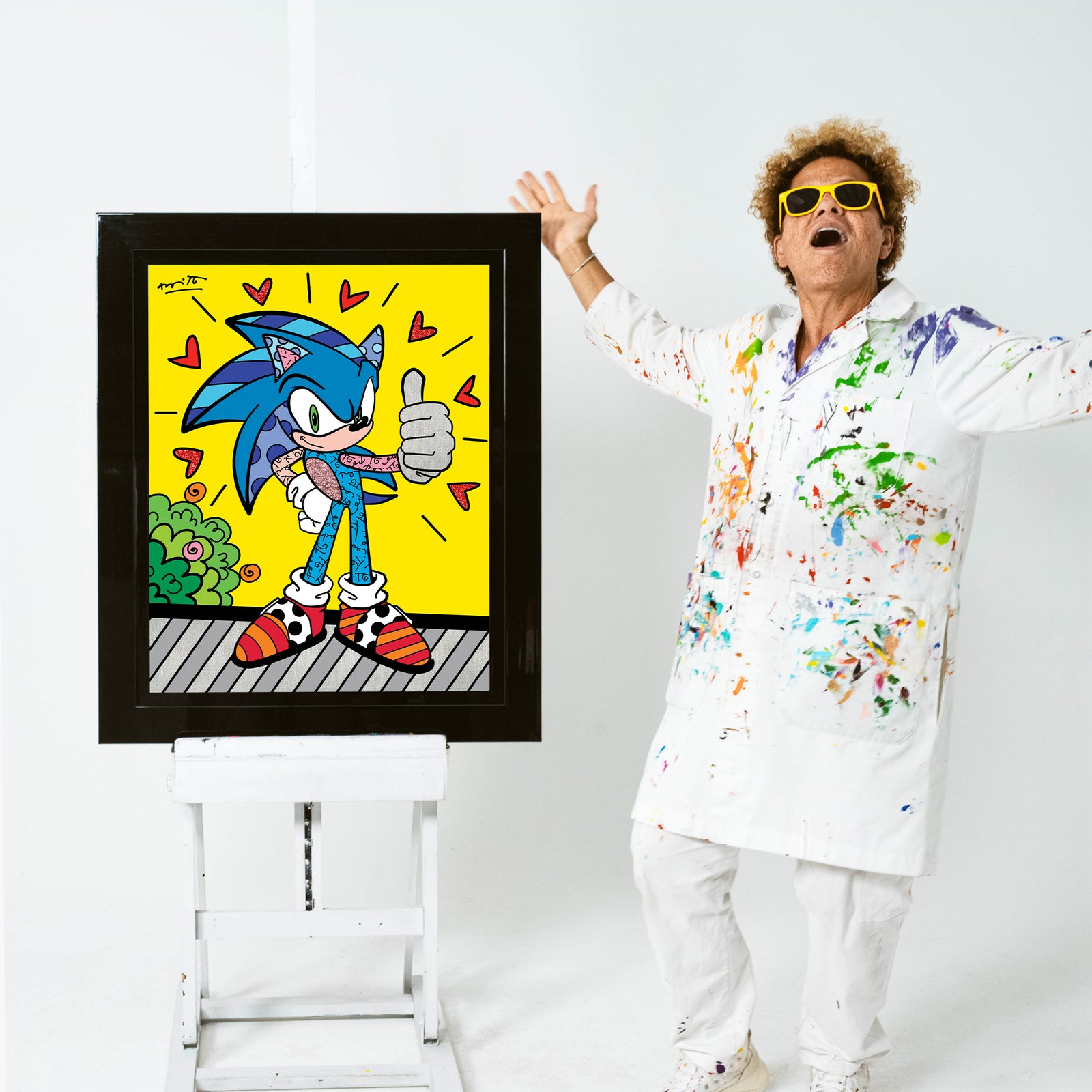 Romero Britto thumbs up sonic sega by  colorful pop art design