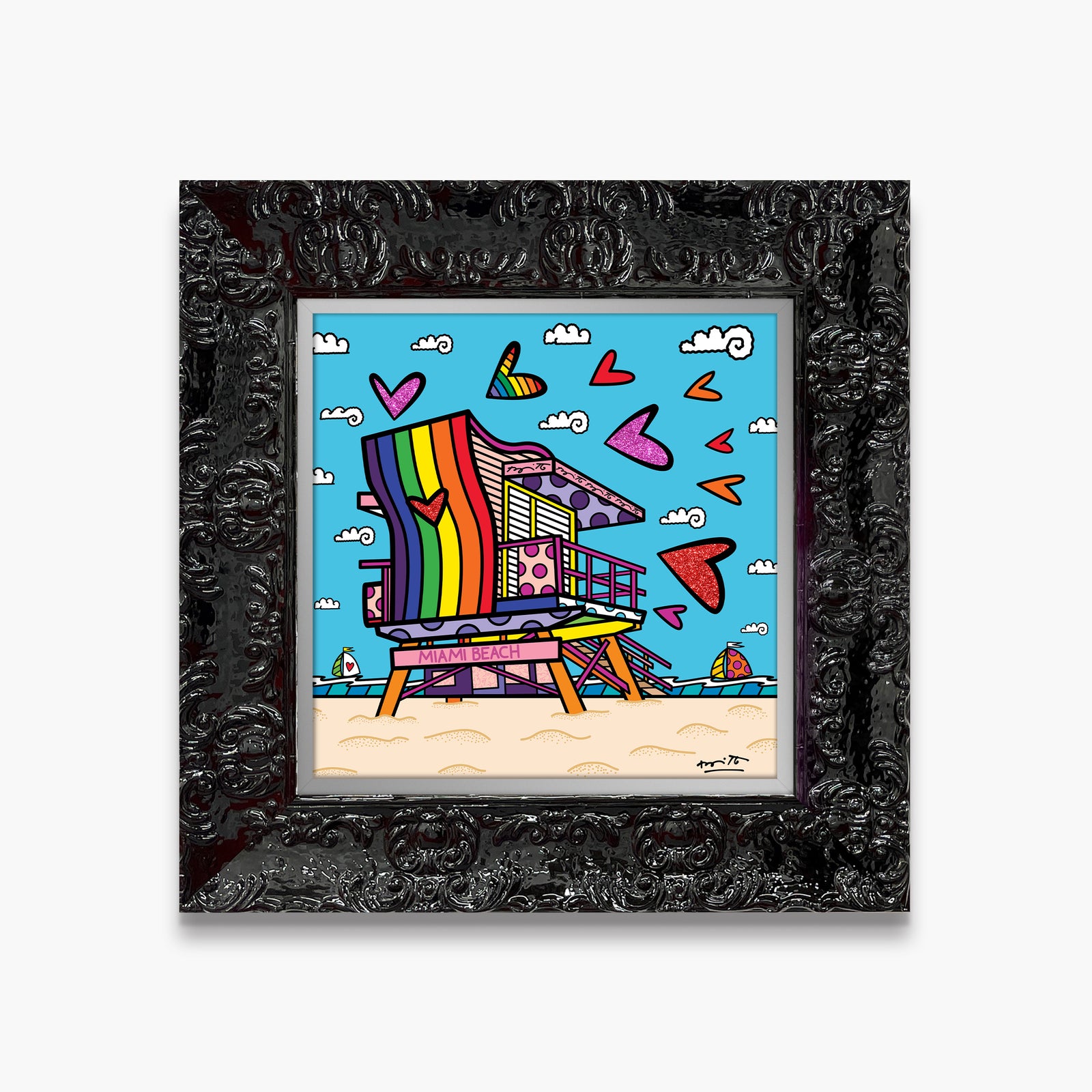 Romero Britto miami beach pride limited edition  colorful pop art design