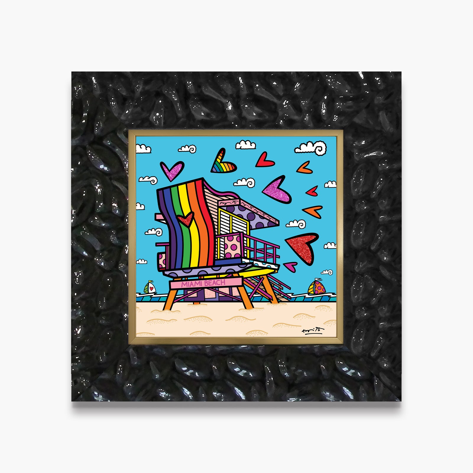 Romero Britto miami beach pride limited edition  colorful pop art design
