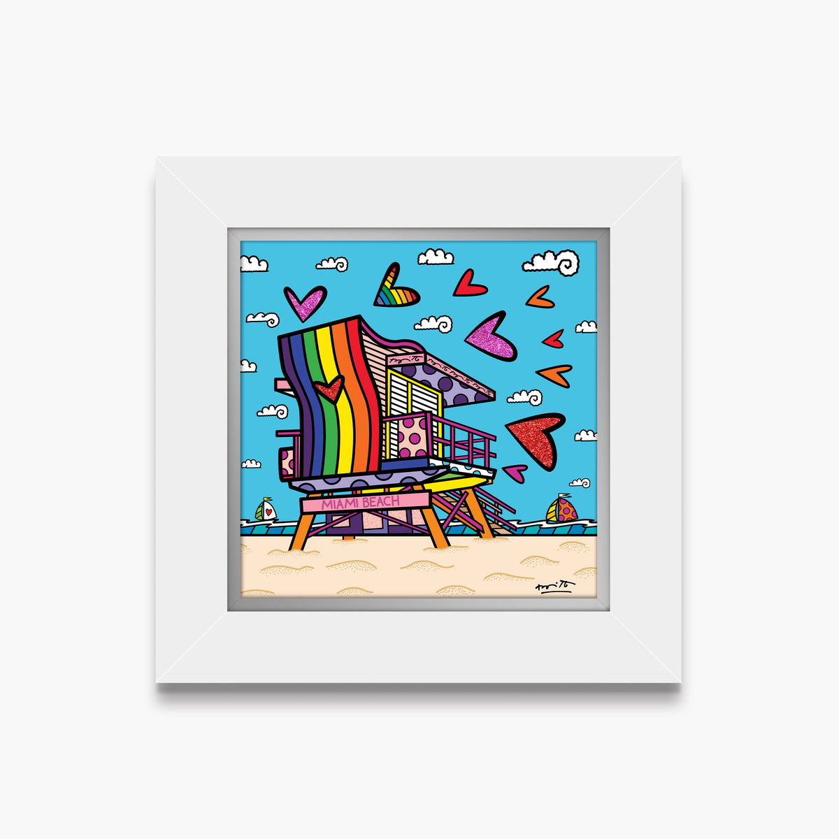 Romero Britto miami beach pride limited edition  contemporary pop art piece