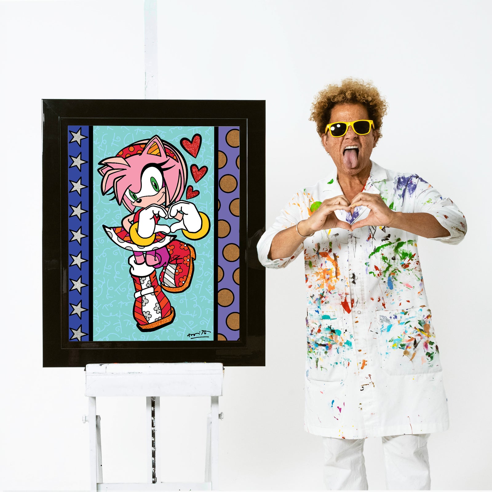Romero Britto amy rose love sega by  colorful pop art design