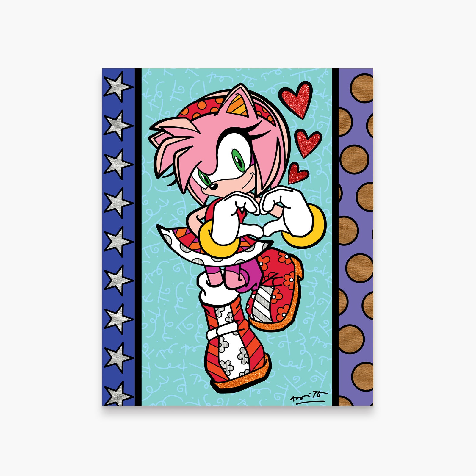 Romero Britto amy rose love sega by  colorful pop art design
