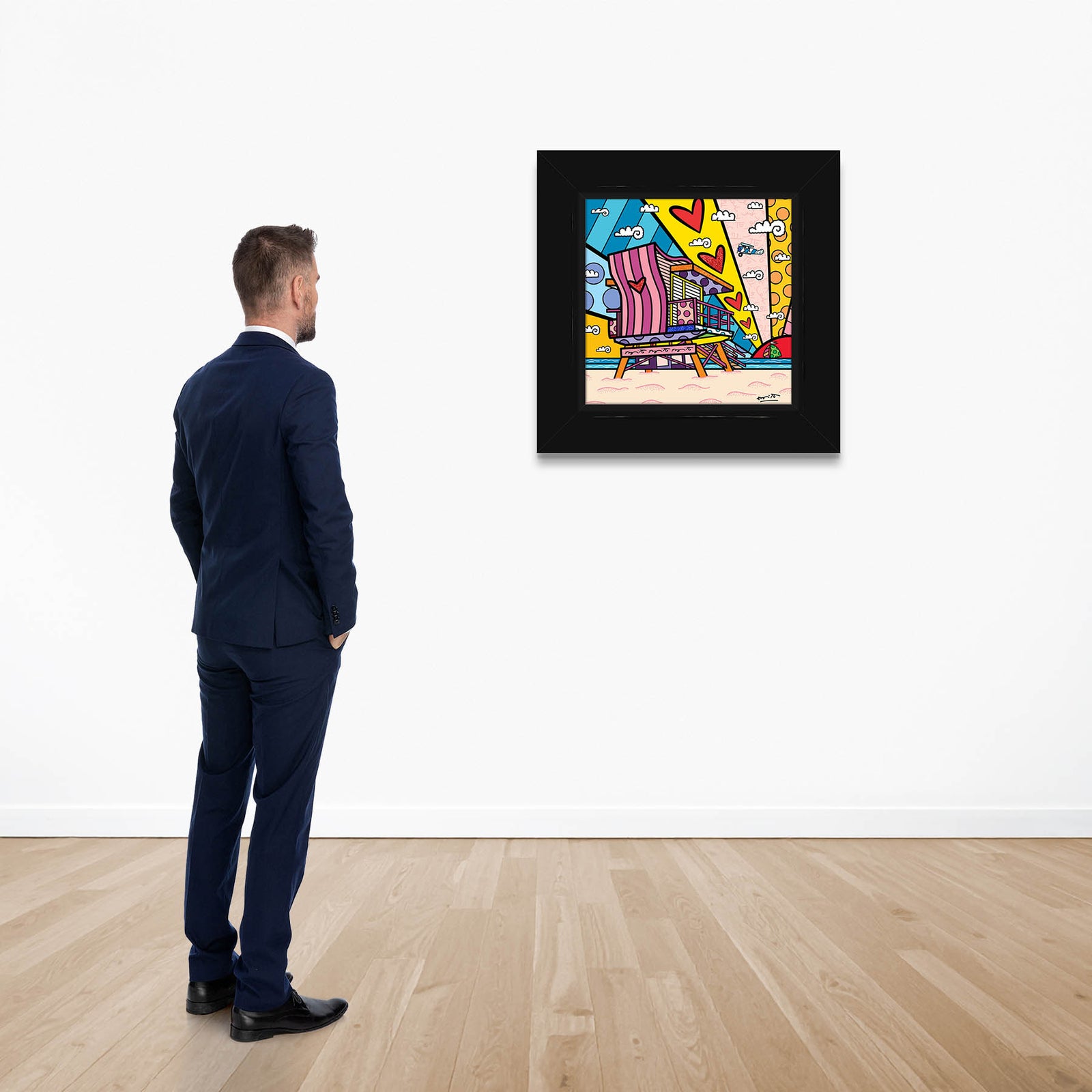 Romero Britto lifeguard beach love limited edition  colorful pop art design