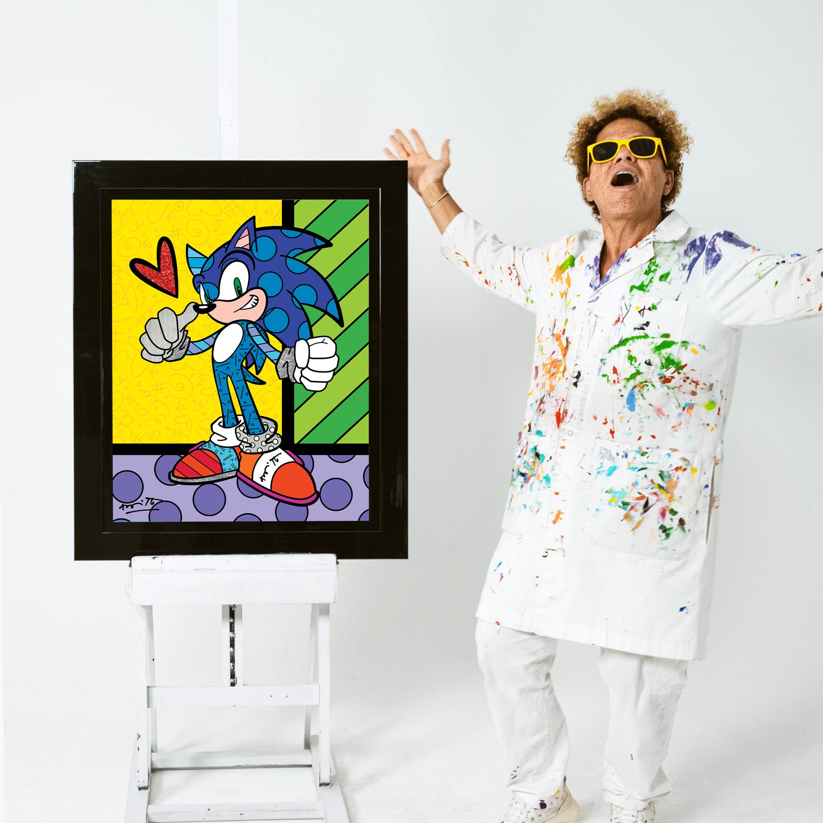 Romero Britto sonic the hedgehog sega by  colorful pop art design