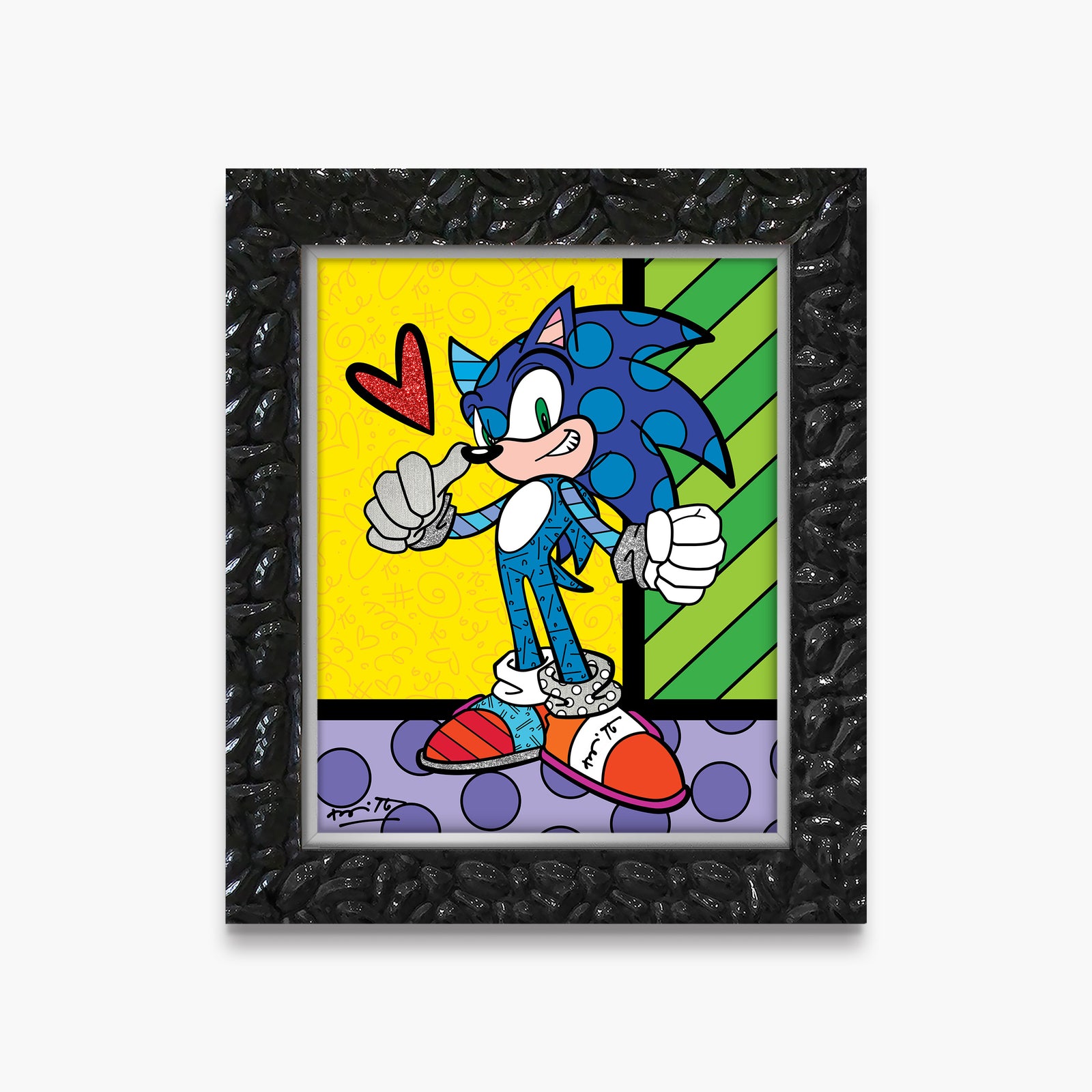 Romero Britto sonic the hedgehog sega by  contemporary pop art piece