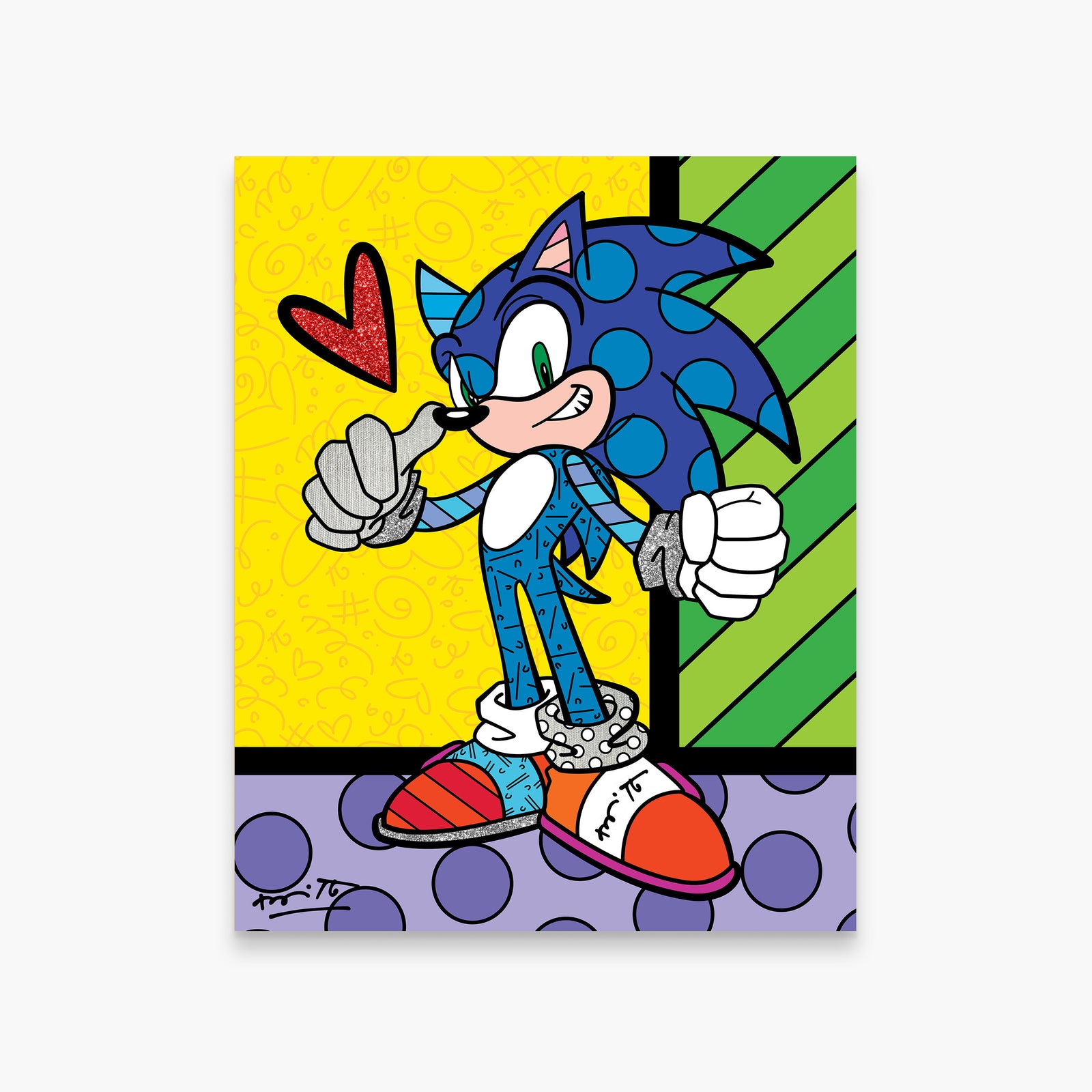 Romero Britto sonic the hedgehog sega by  colorful pop art design