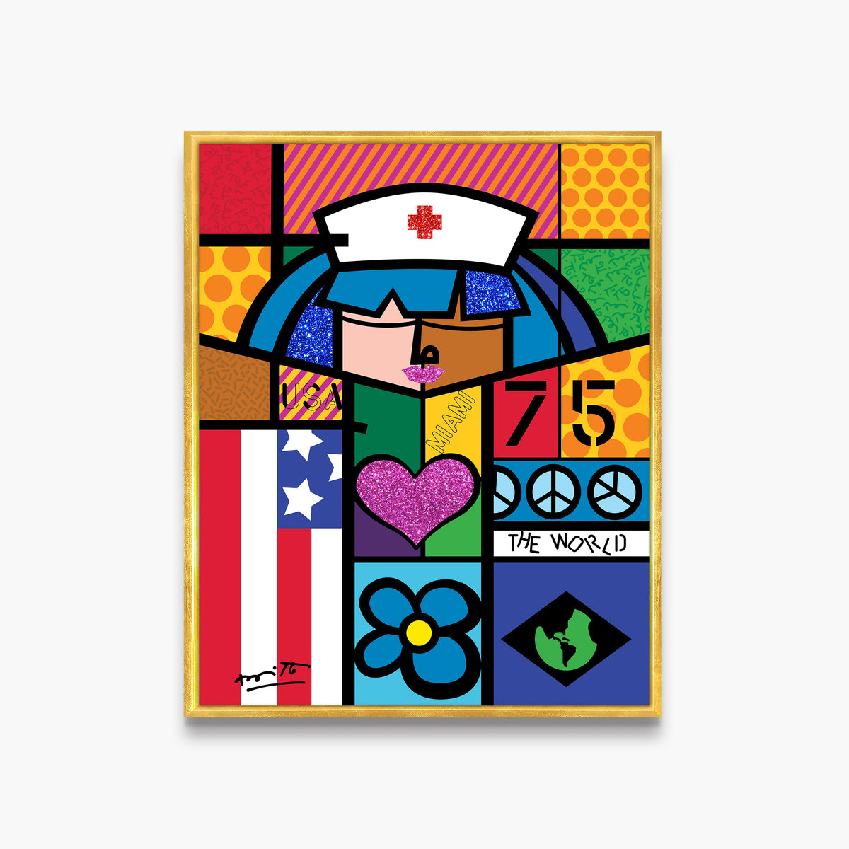 red cross limited edition print  artistic colorful design collectible