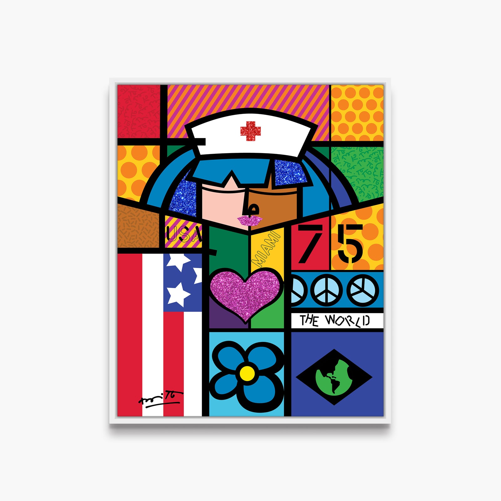 modern pop art red cross limited edition print  vibrant home decor