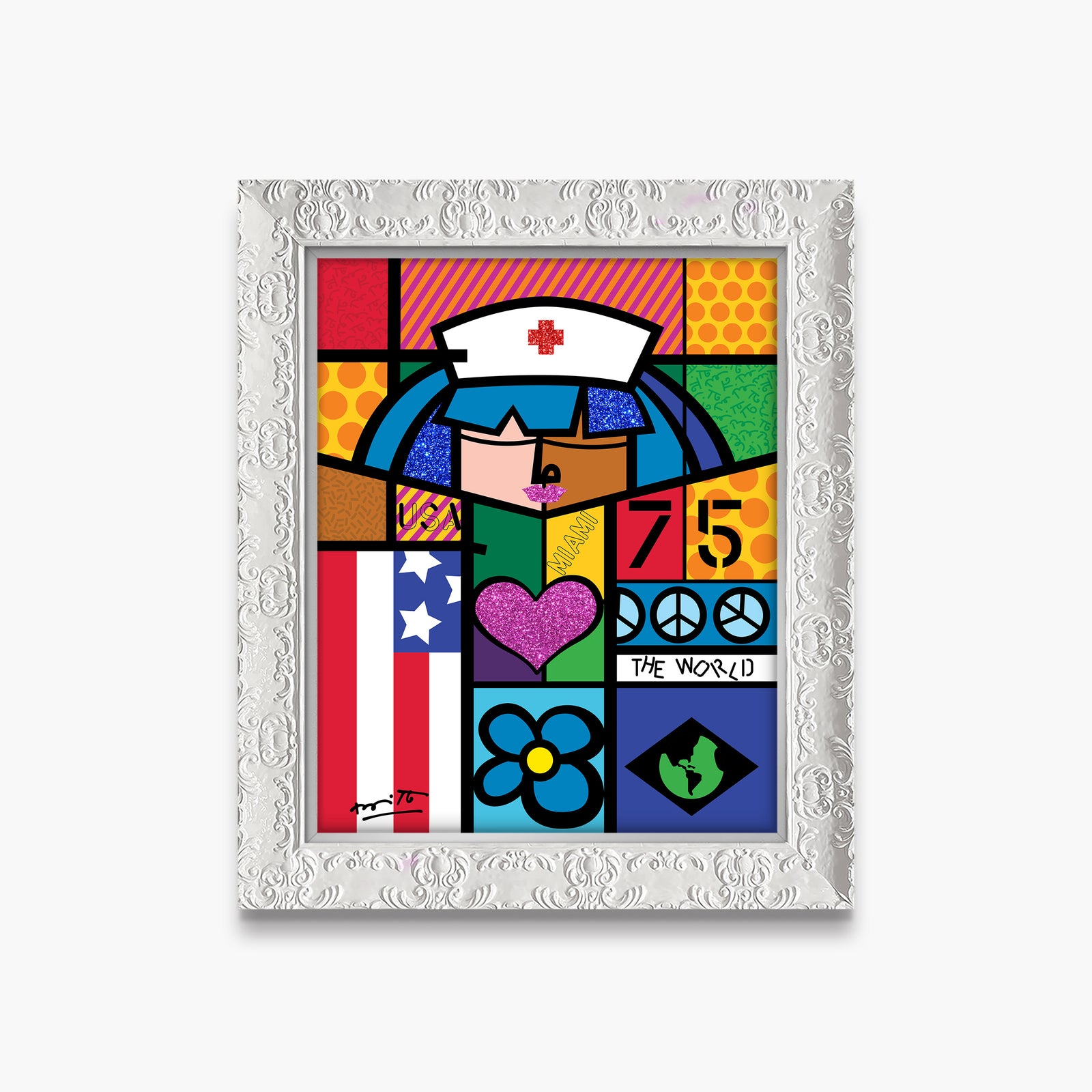 red cross limited edition print  artistic colorful design collectible