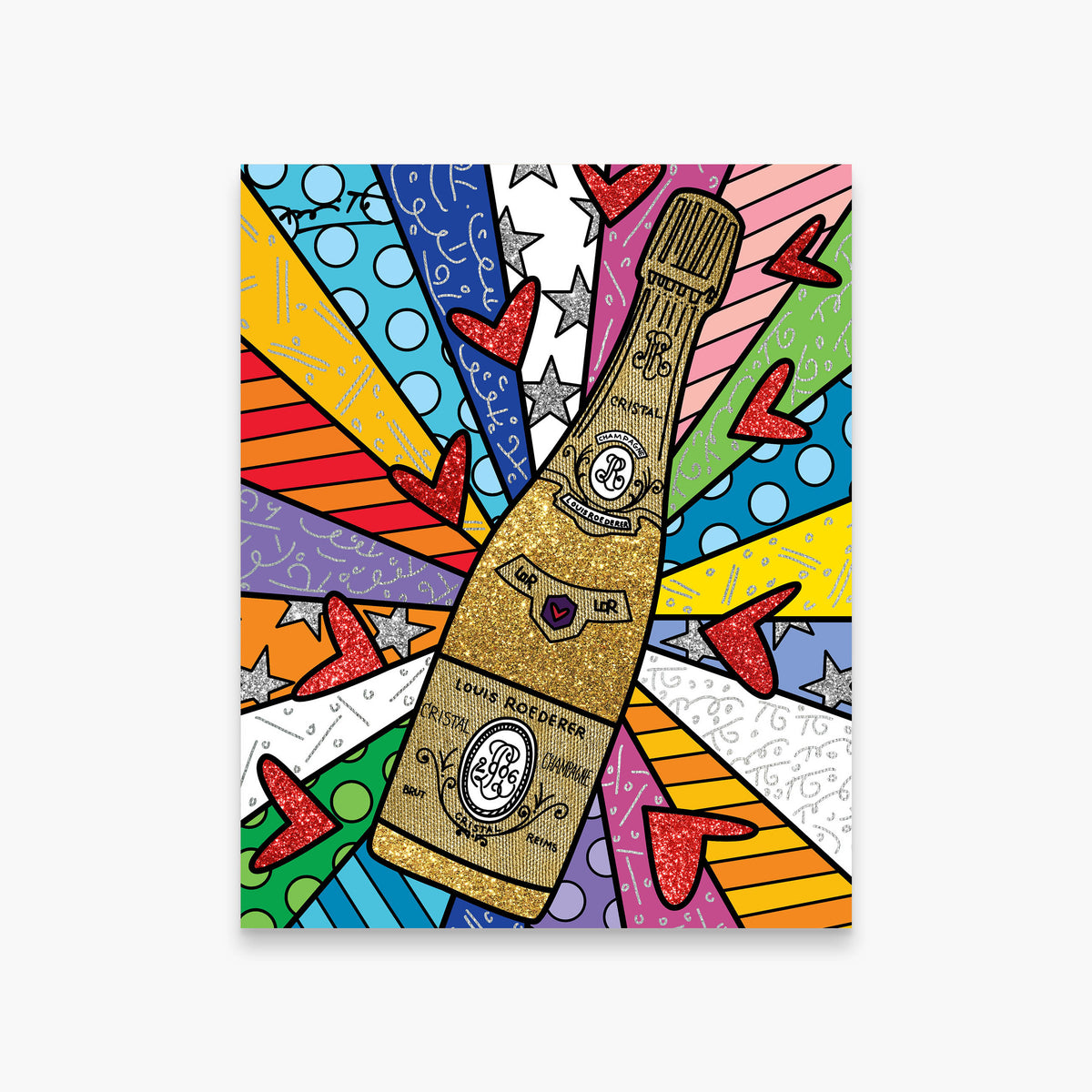 Romero Britto lets celebrate limited edition print  colorful pop art design