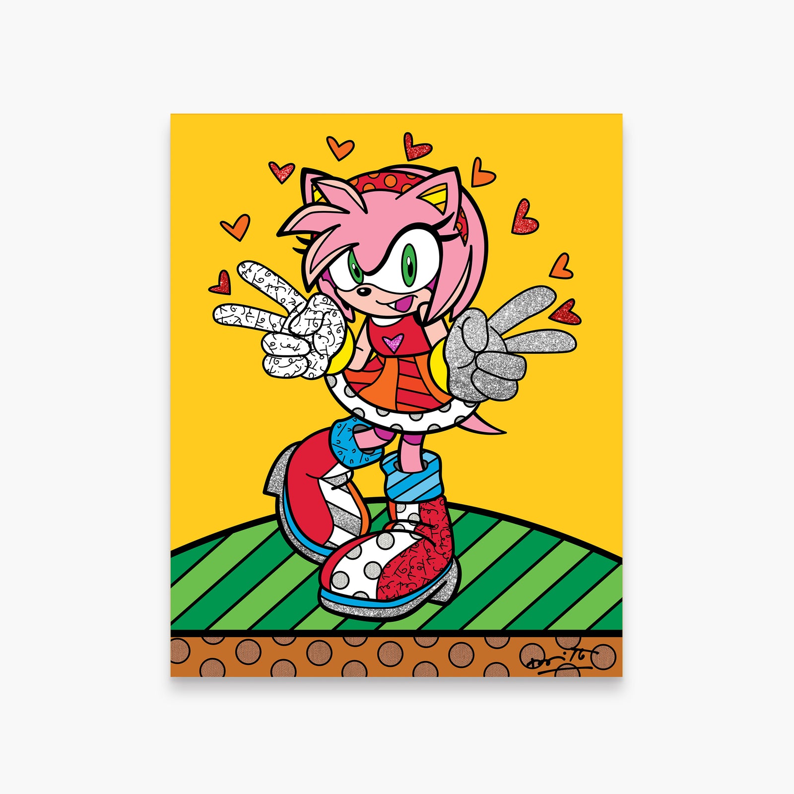 Romero Britto kawaii amy rose sega by  colorful pop art design