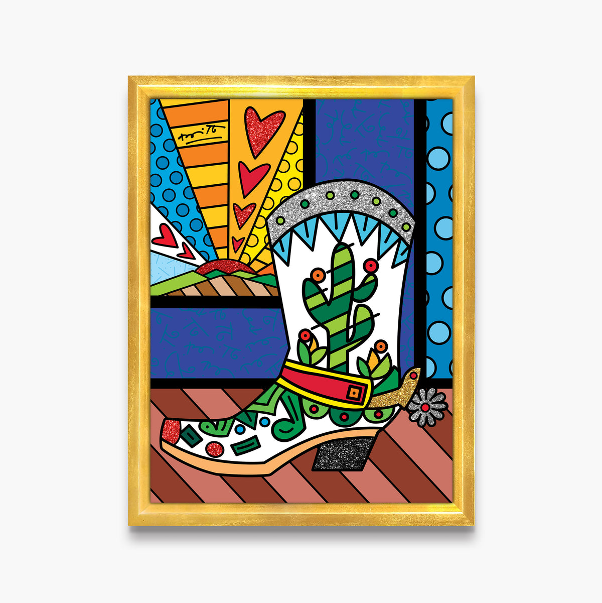 Romero Britto western limited edition print  contemporary pop art piece