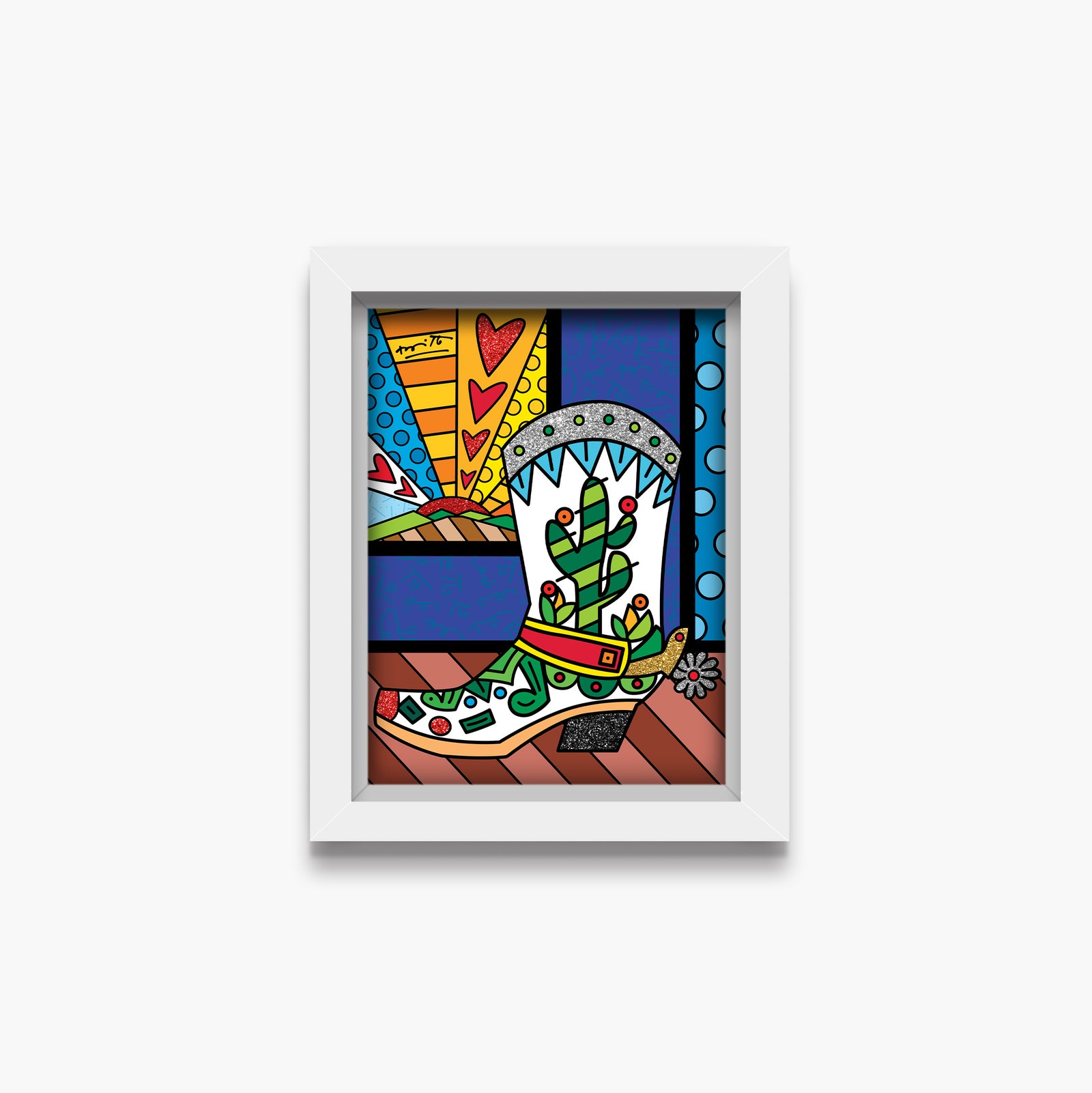 Romero Britto western limited edition print  contemporary pop art piece