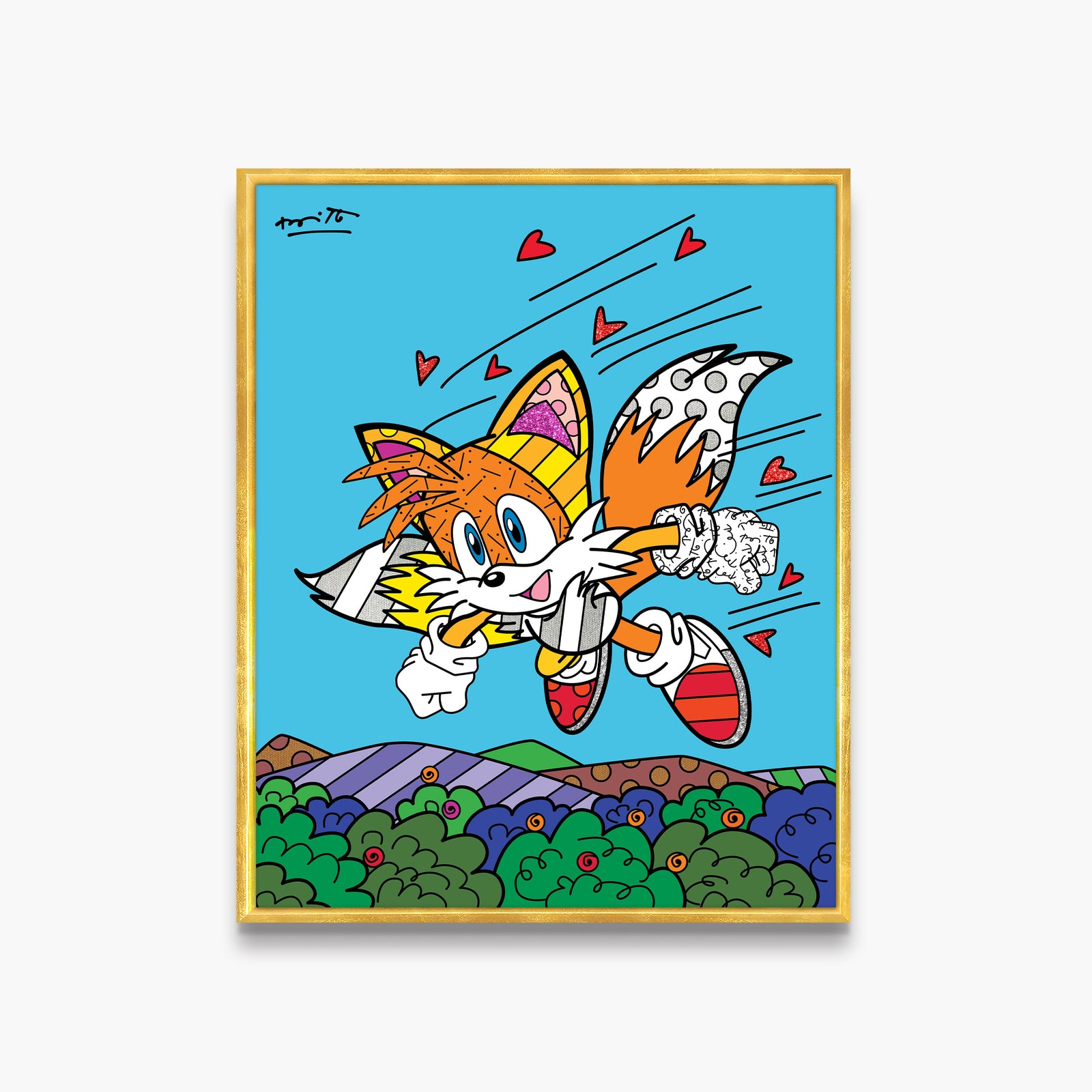 Romero Britto tails sky patrol sega by  contemporary pop art piece