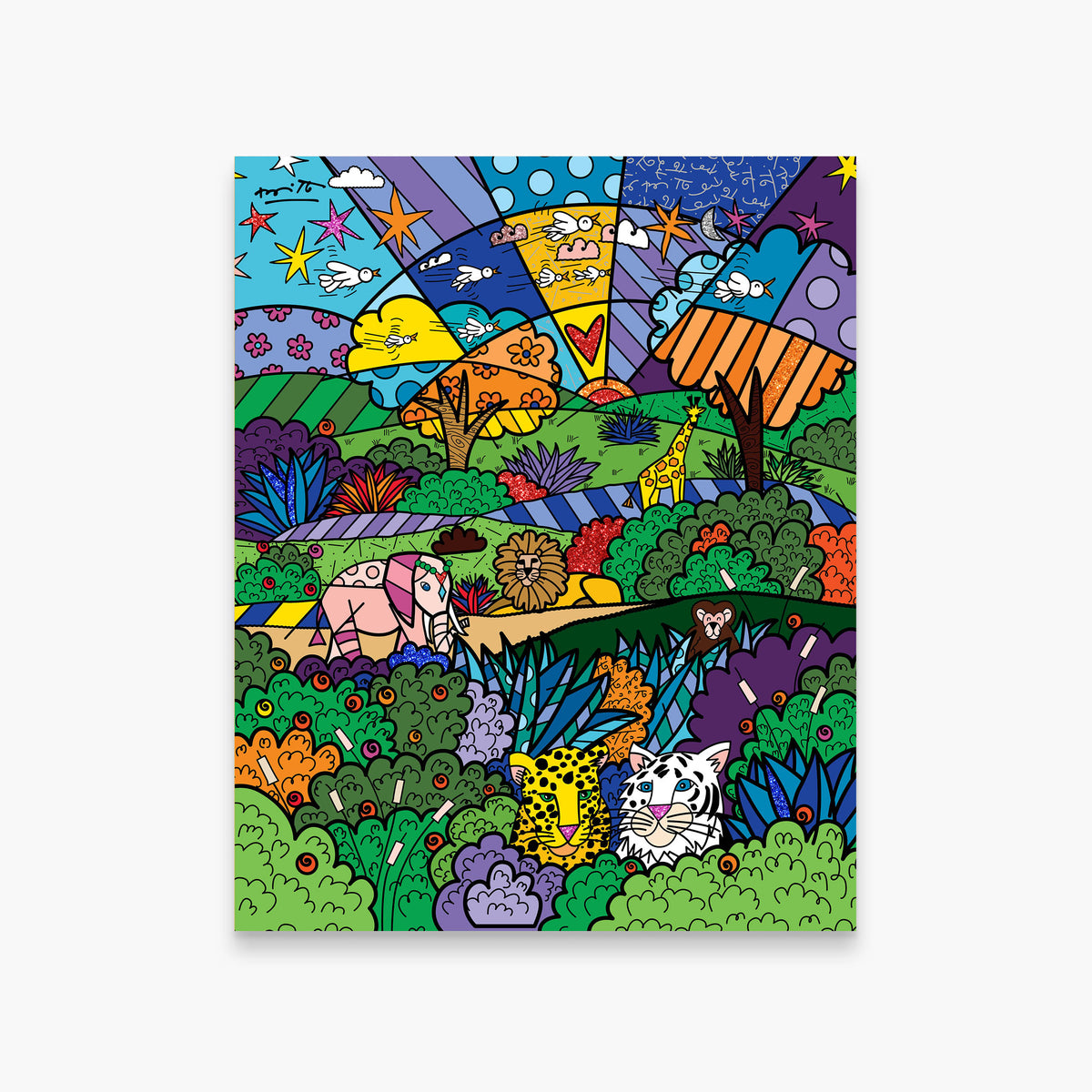 Romero Britto safari adventure limited edition print  colorful pop art design