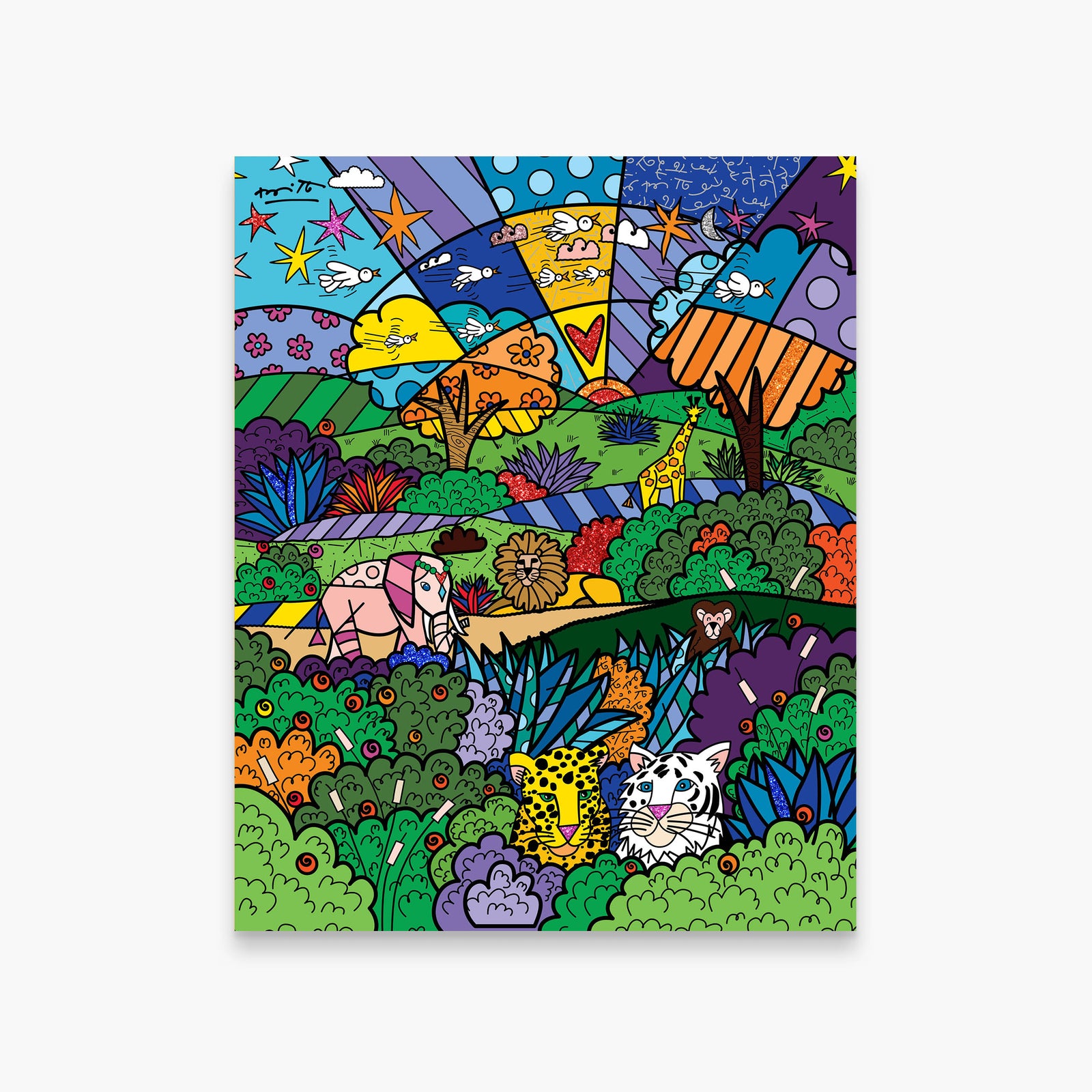 Romero Britto safari adventure limited edition print  colorful pop art design