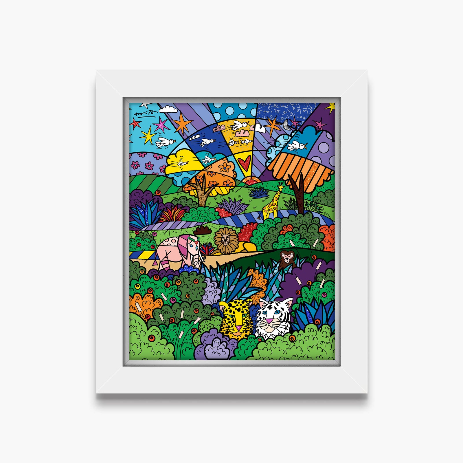 Romero Britto safari adventure limited edition print  colorful pop art design