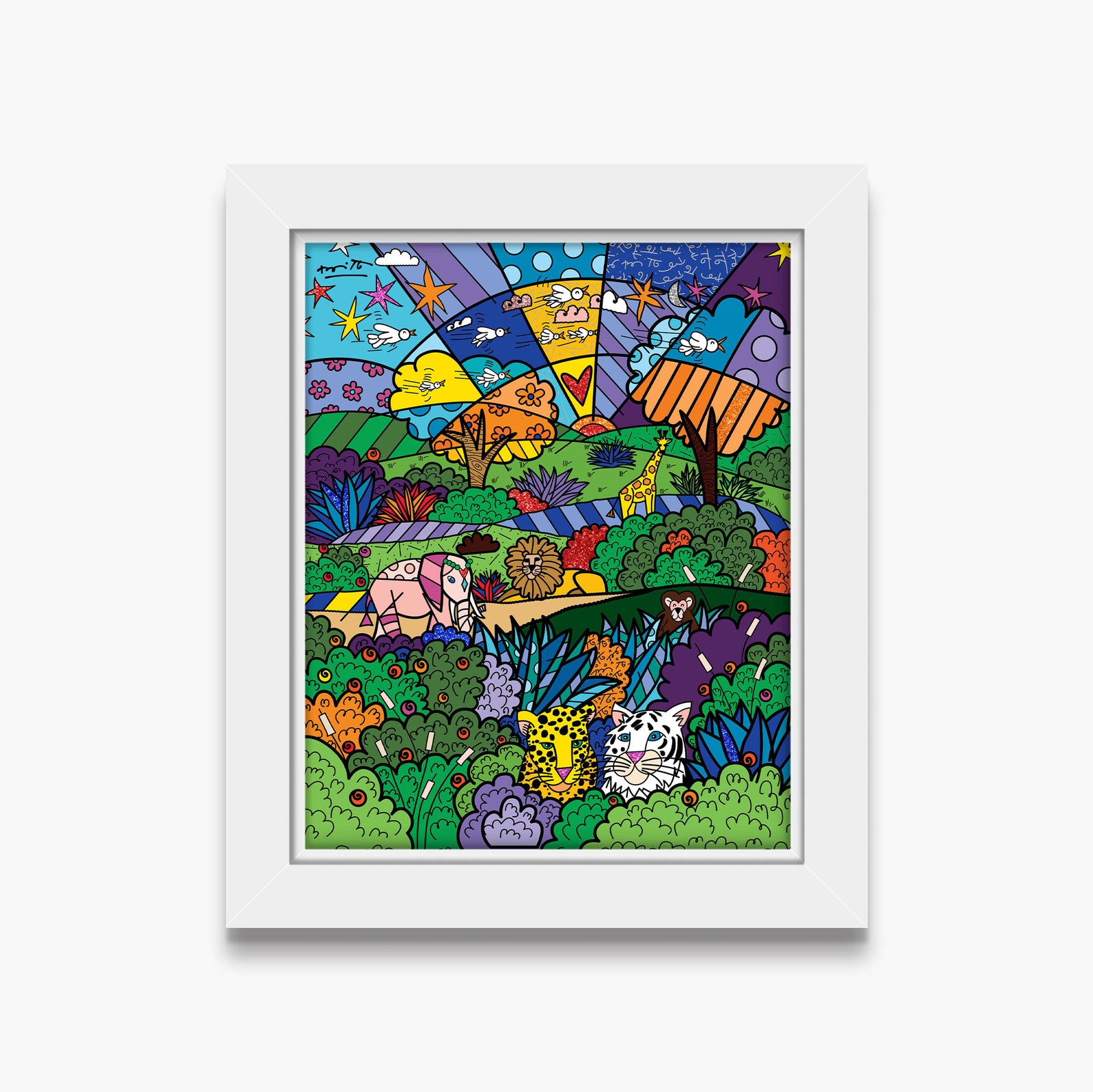 Romero Britto safari adventure limited edition print  contemporary pop art piece