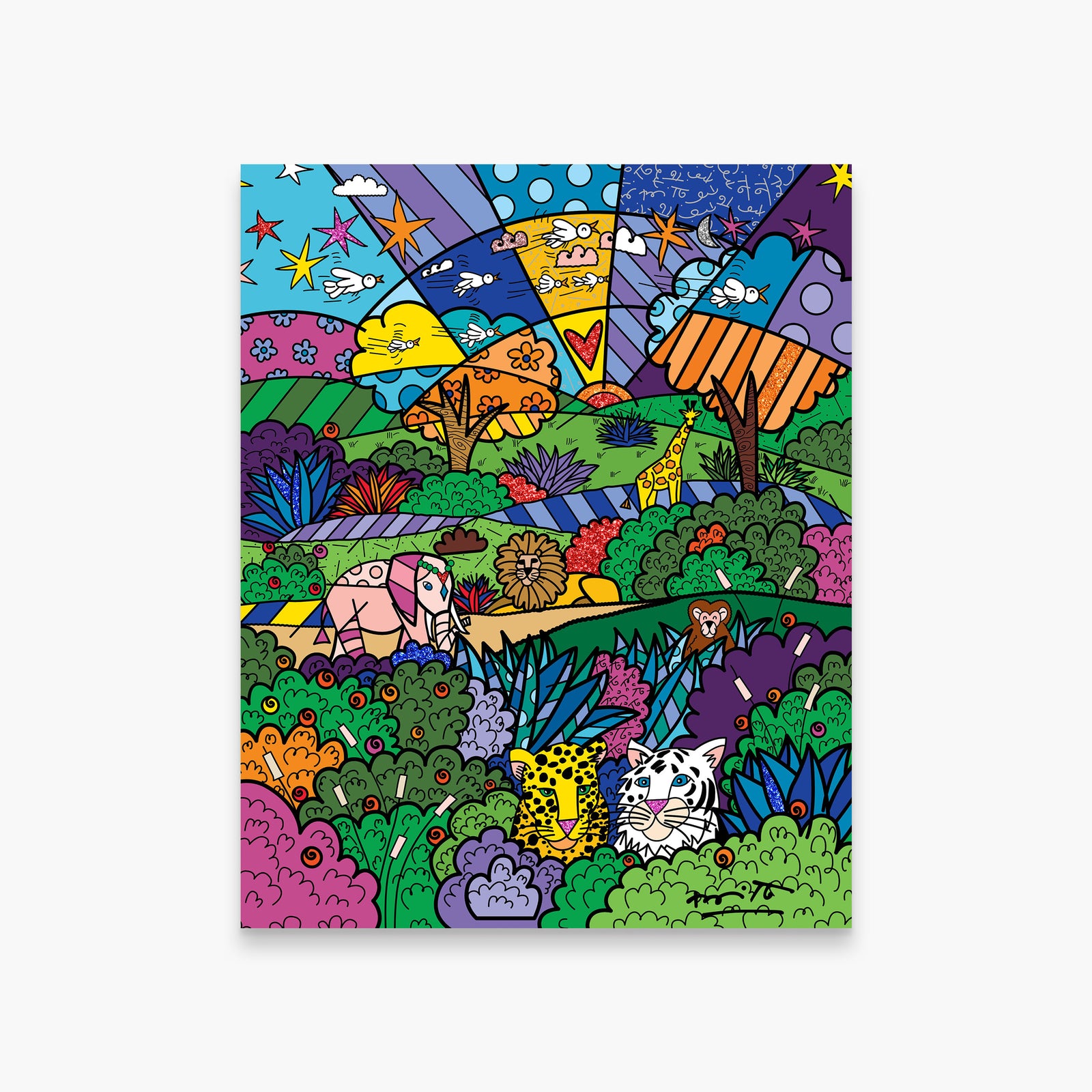 Romero Britto safari limited edition print  colorful pop art design