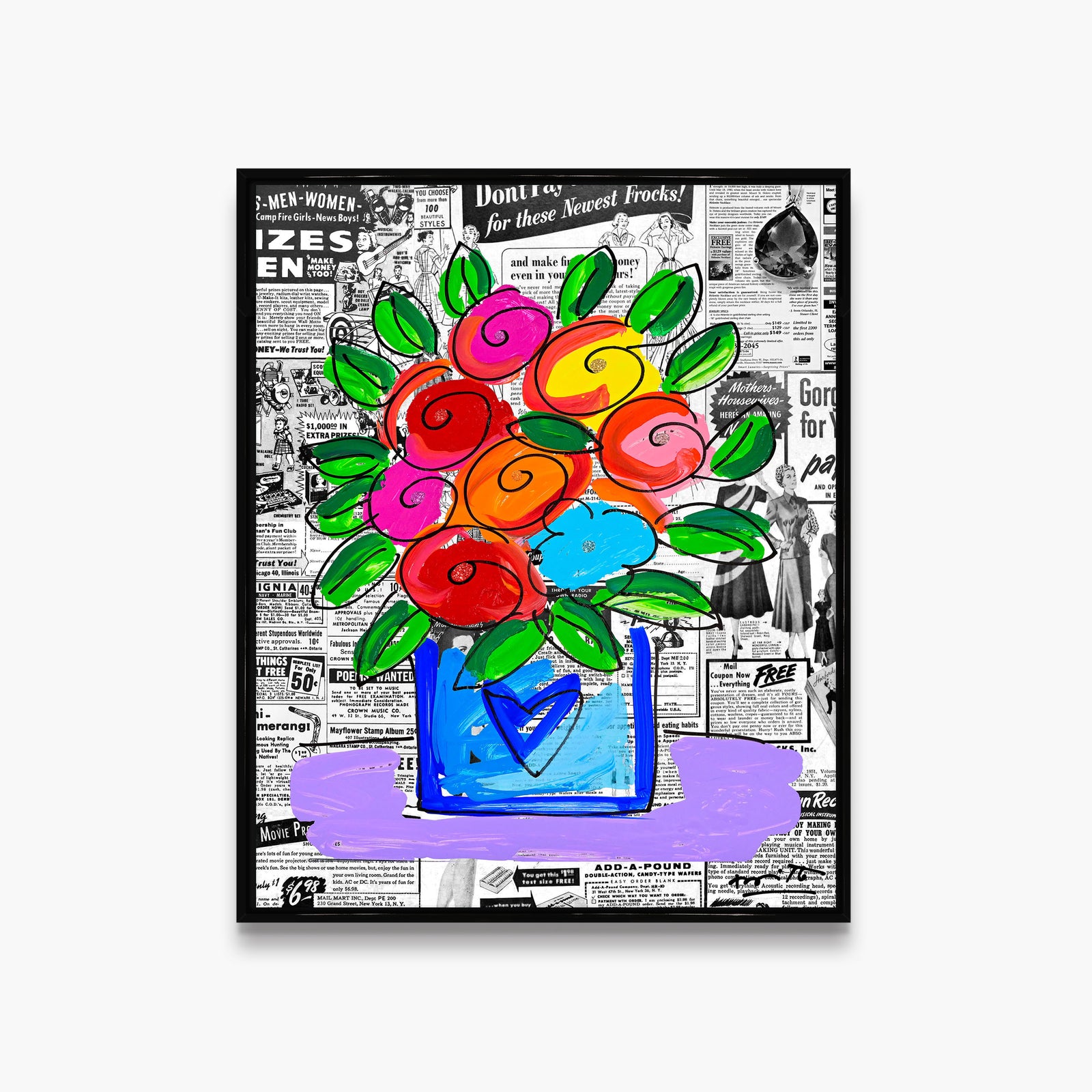 britto flowers limited edition print  colorful decorative collectible gift idea