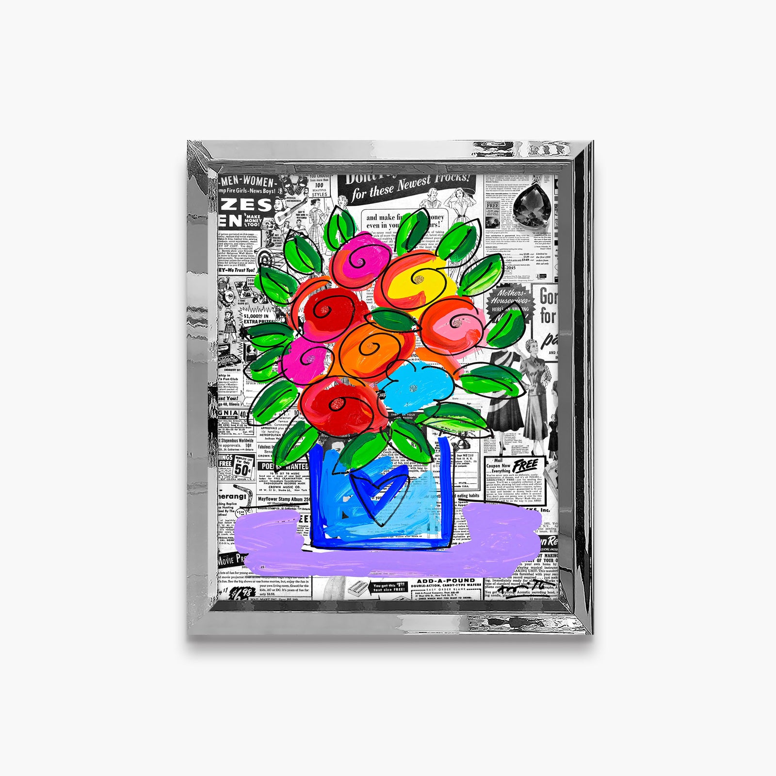 modern pop art britto flowers limited edition print  vibrant home decor