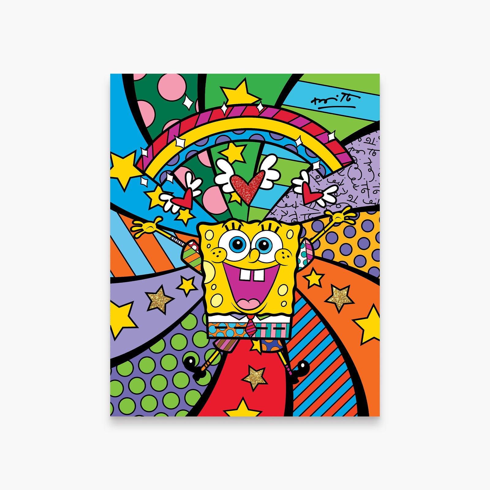 Romero Britto best day ever spongebob by  colorful pop art design