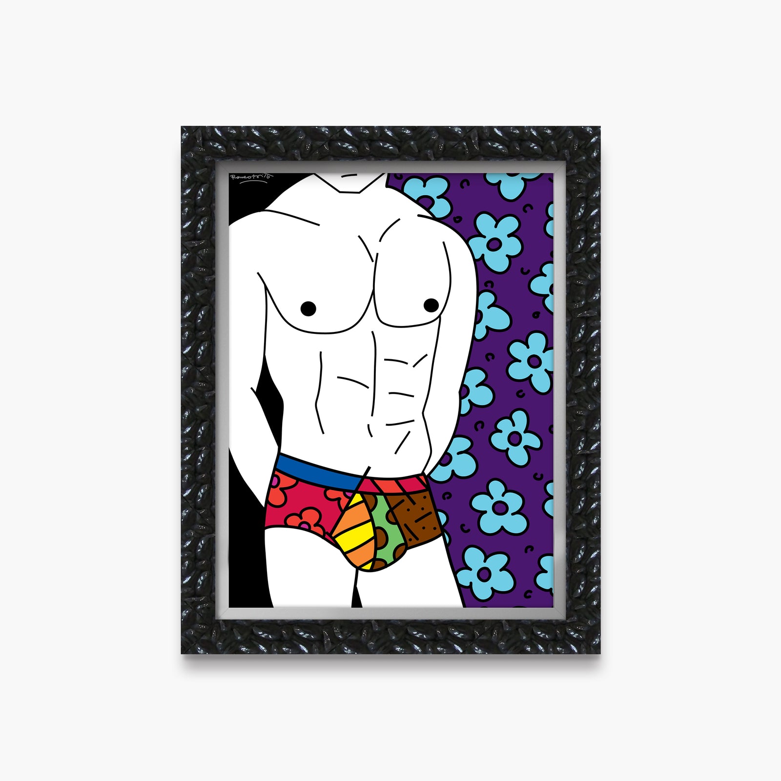 Romero Britto colorful underwear limited edition print  contemporary pop art piece