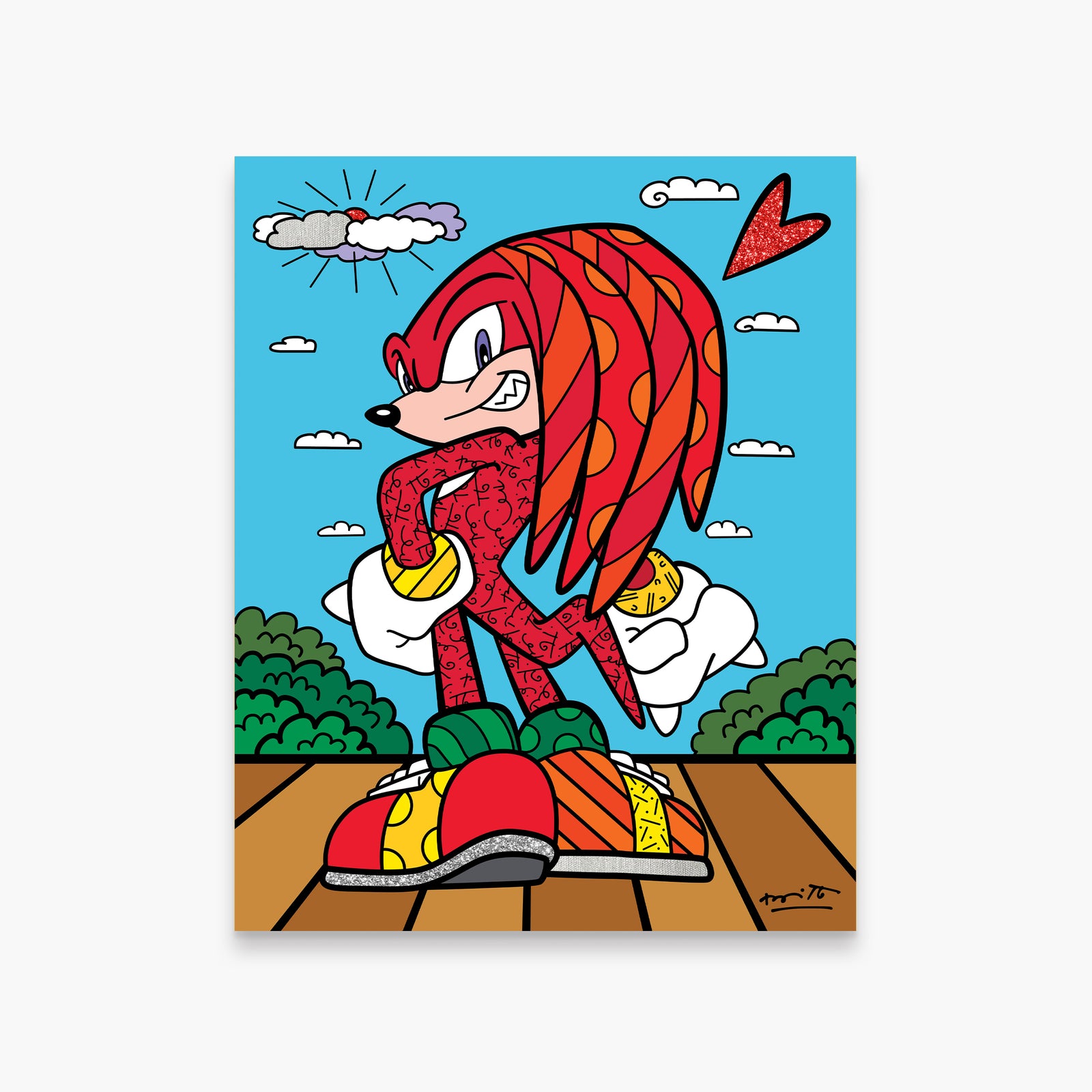 Romero Britto knuckles the echidna sega by  colorful pop art design