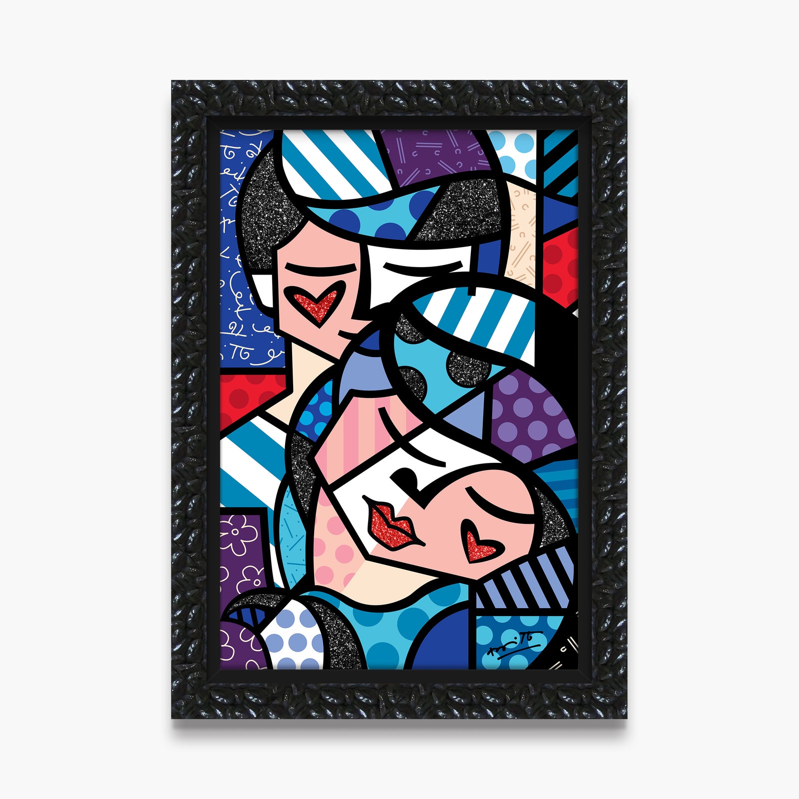 Romero Britto embracing love limited edition print  colorful pop art design
