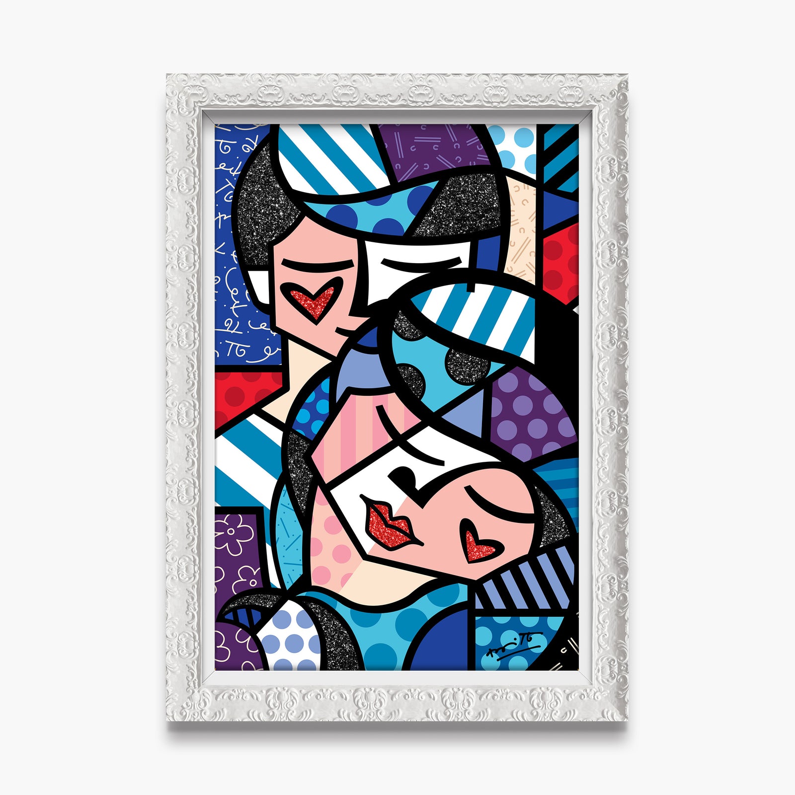 Romero Britto embracing love limited edition print  contemporary pop art piece