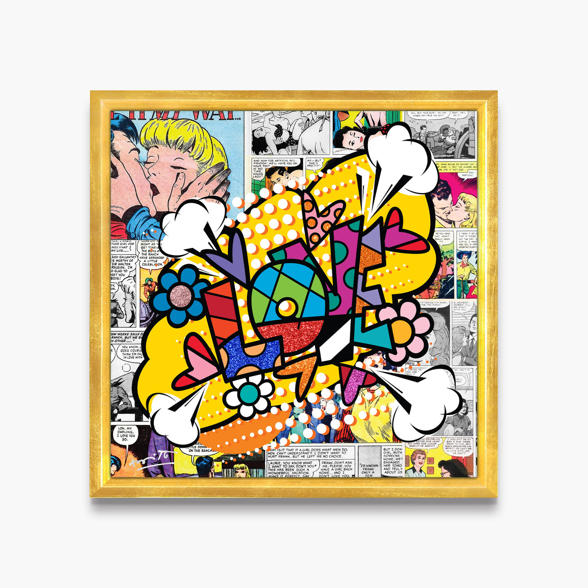 Romero Britto pop love limited edition print  colorful pop art design