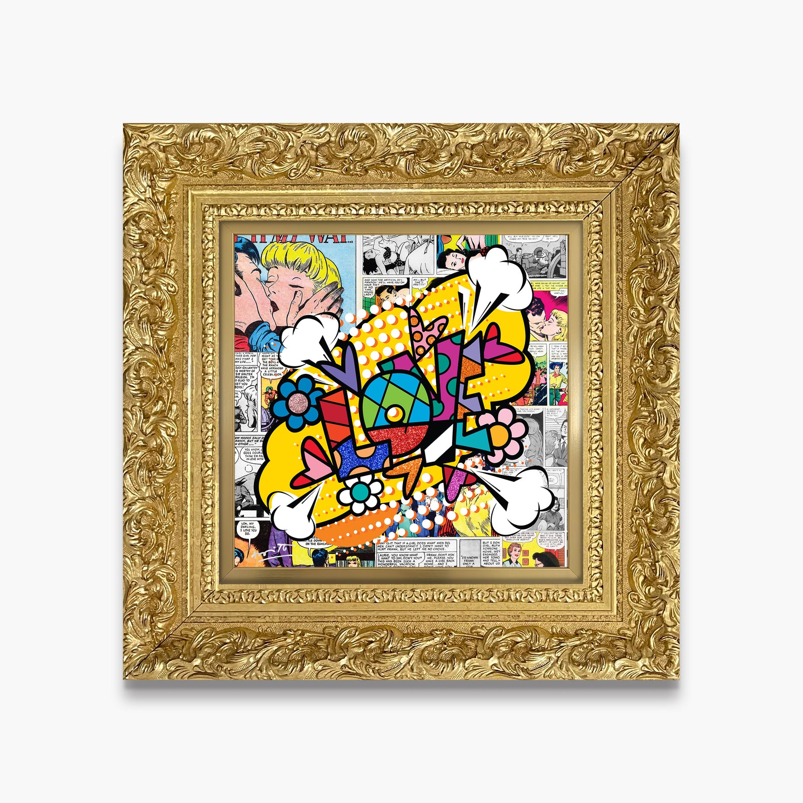 Romero Britto pop love limited edition print  contemporary pop art piece