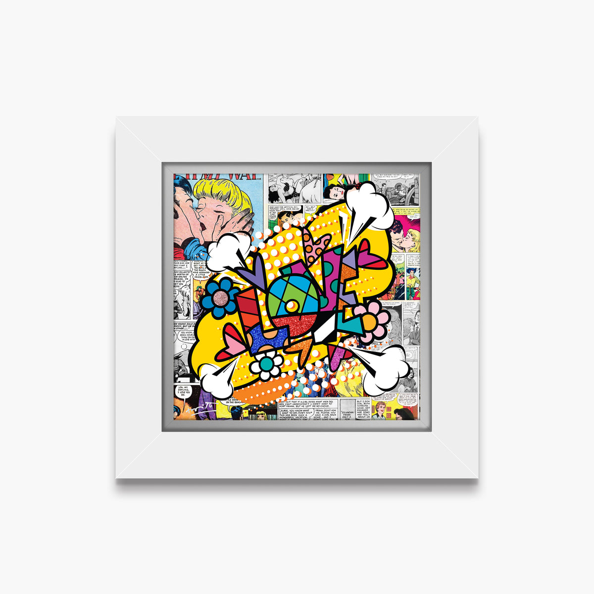Romero Britto pop love limited edition print  contemporary pop art piece