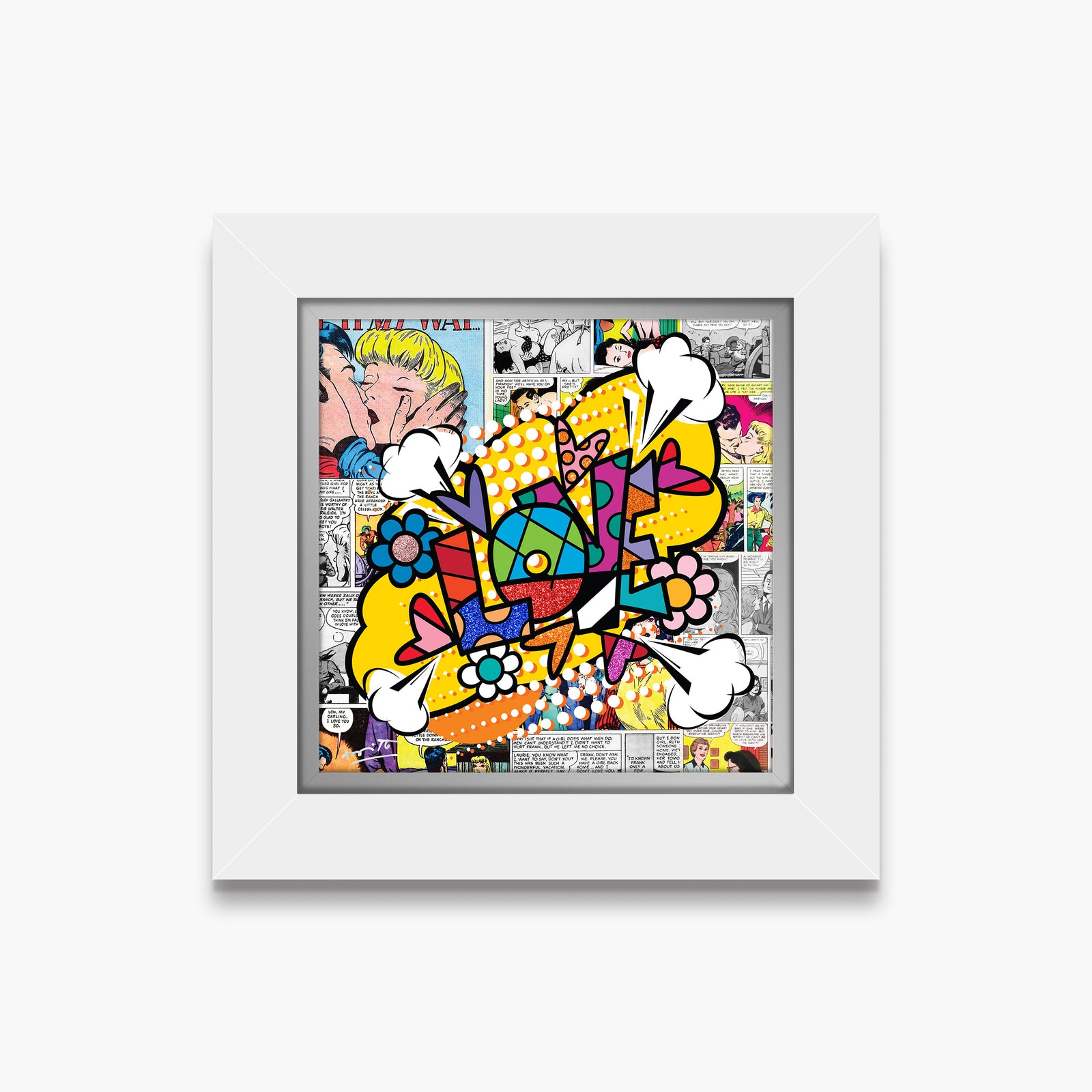 Romero Britto pop love limited edition print  contemporary pop art piece