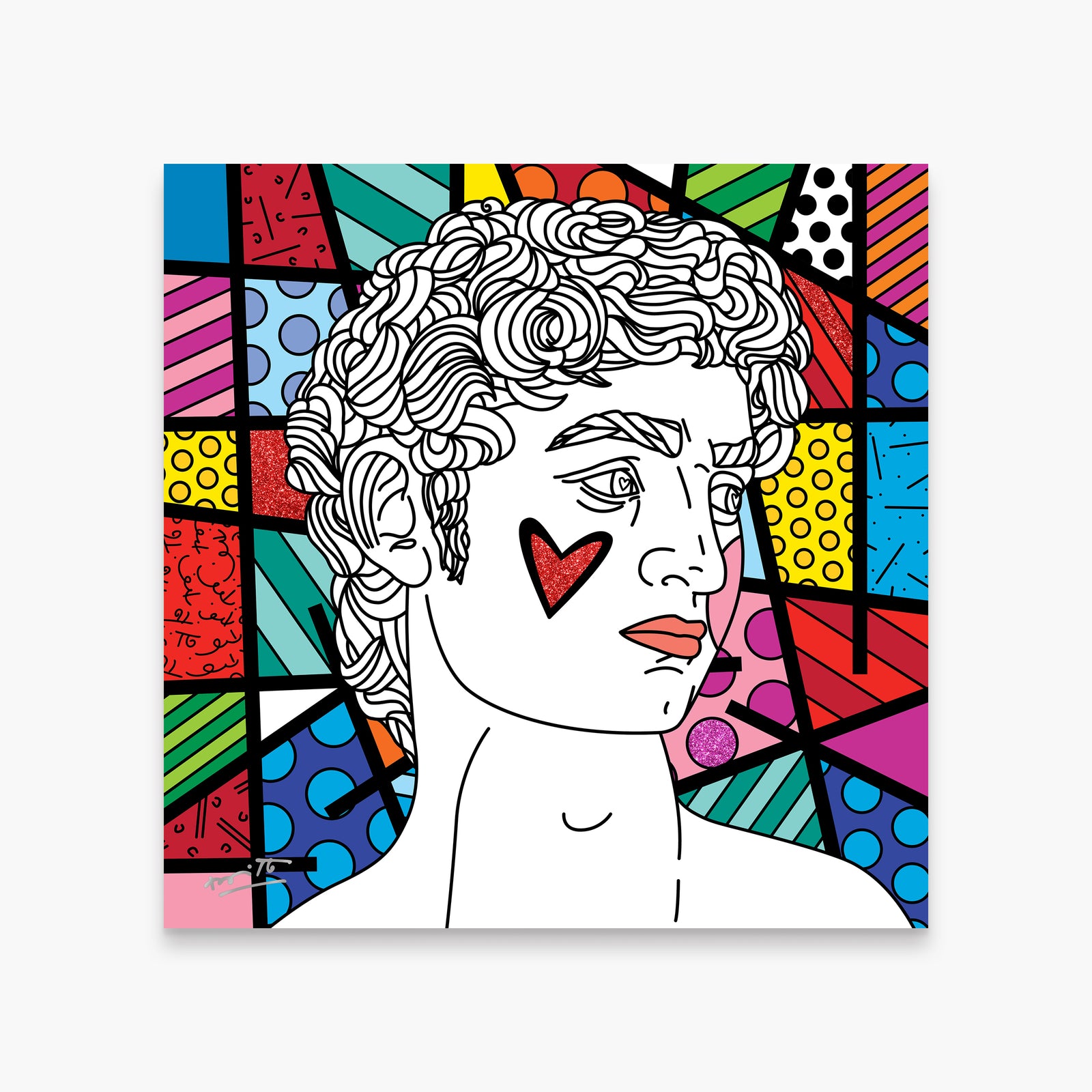 Romero Britto davids world limited edition print  colorful pop art design
