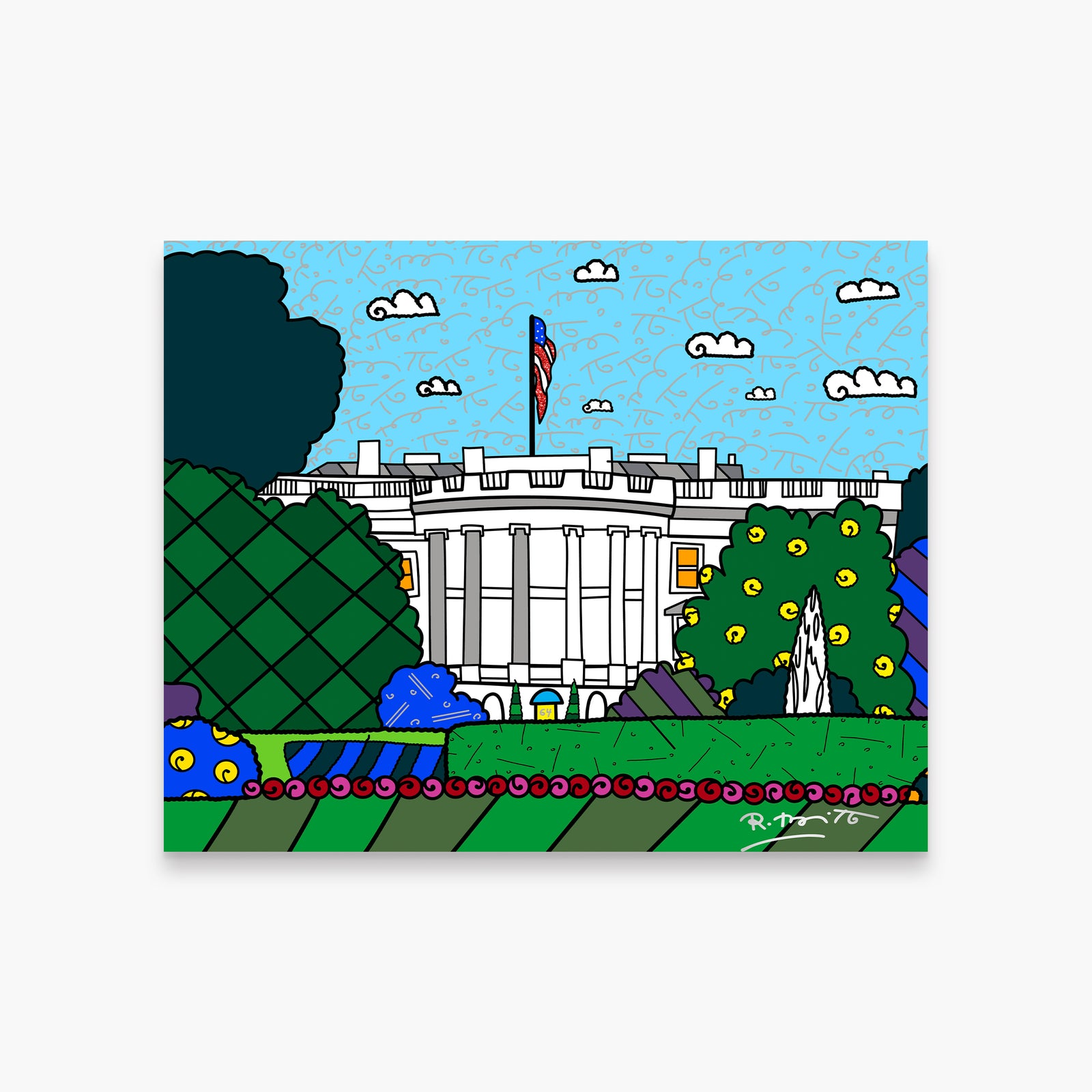 Romero Britto 1600 pennsylvania avenue limited edition  colorful pop art design