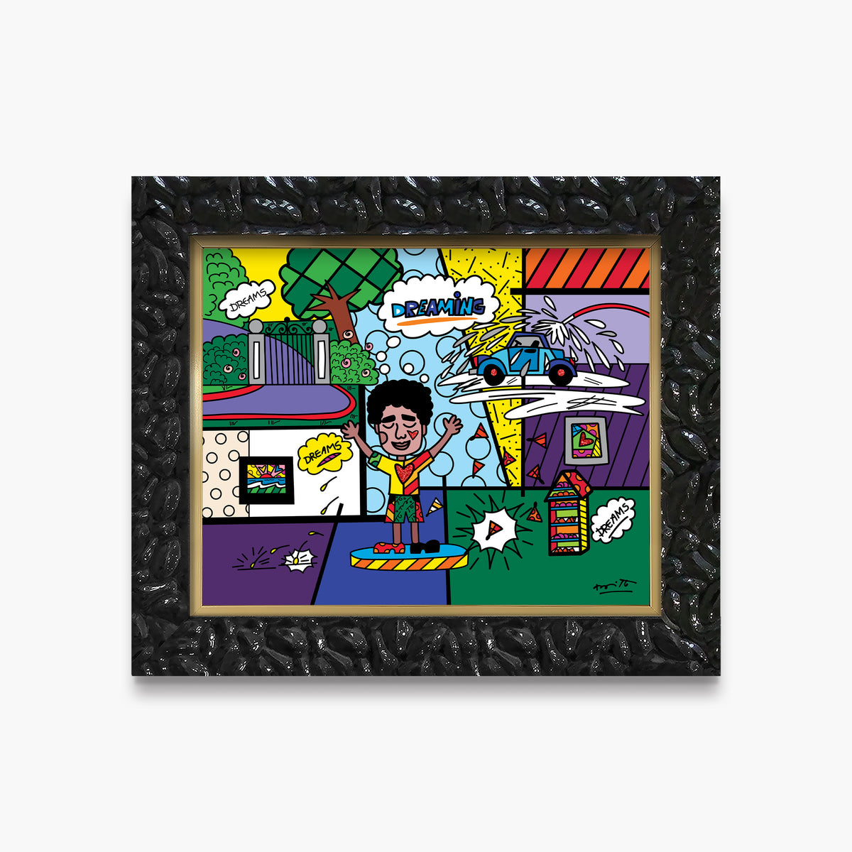 Romero Britto the grind growing up collection  contemporary pop art piece