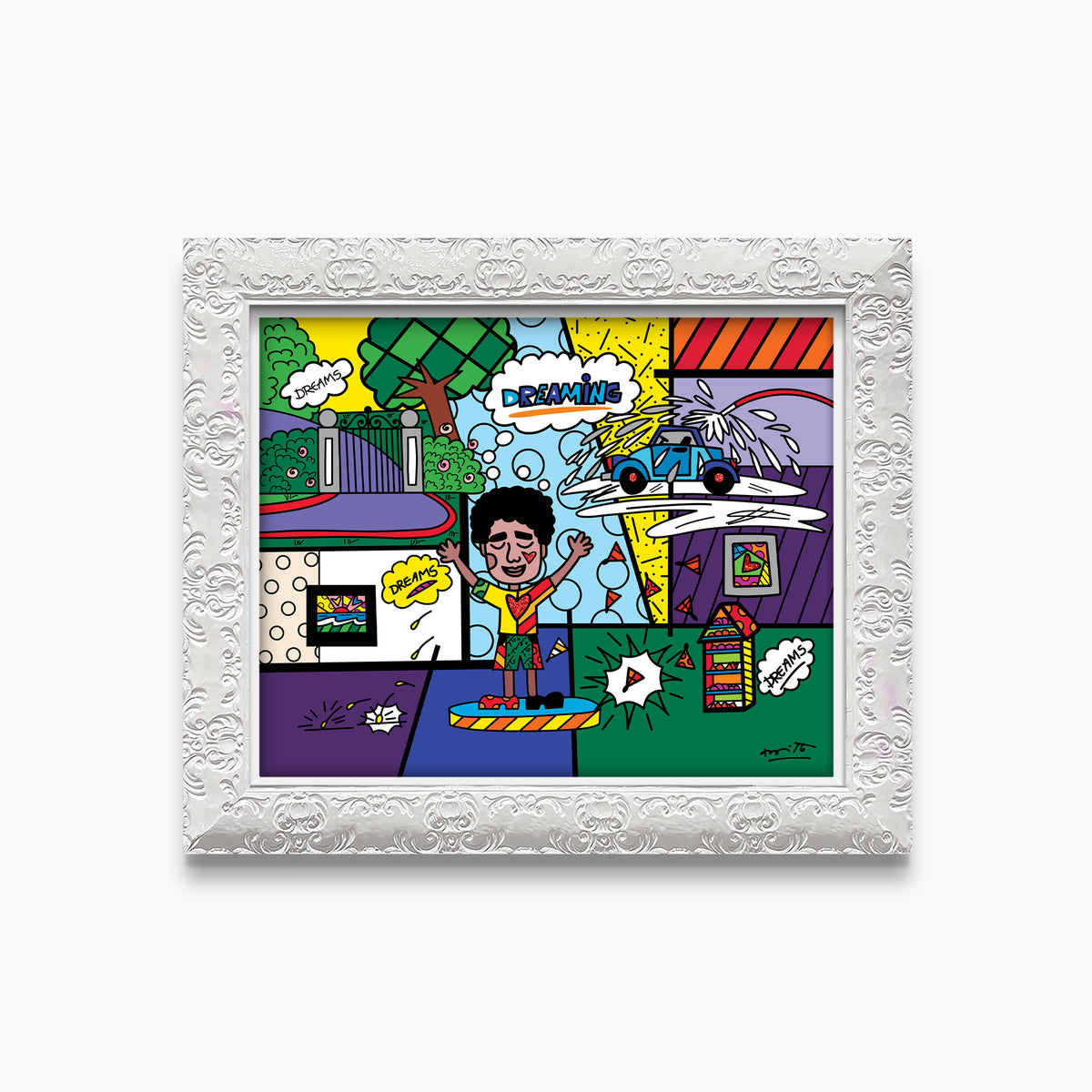 Romero Britto the grind growing up collection  contemporary pop art piece