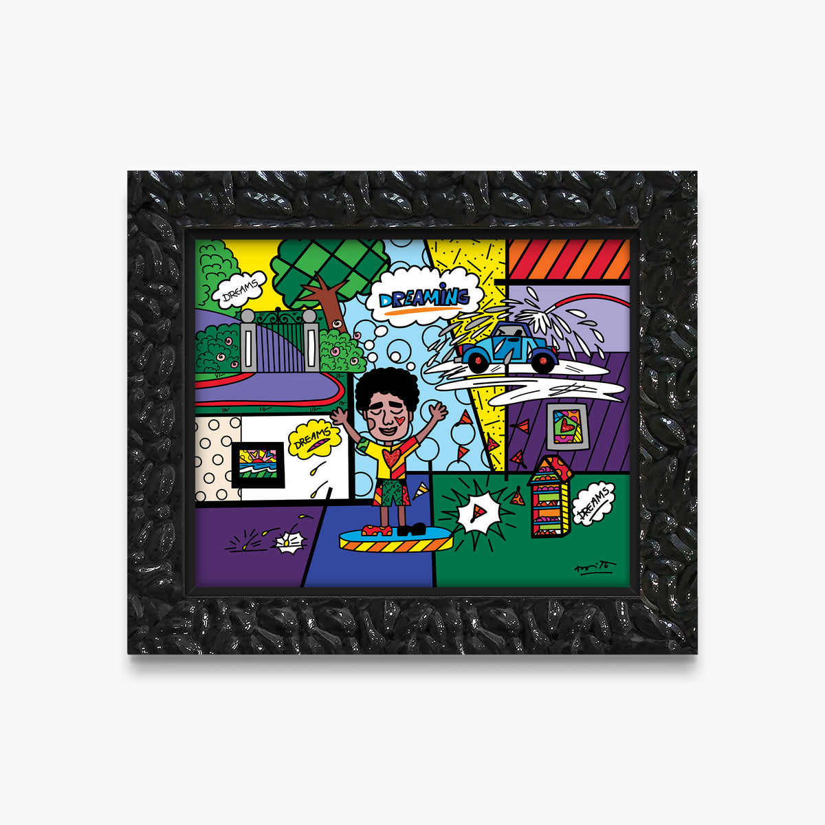 Romero Britto the grind growing up collection  contemporary pop art piece