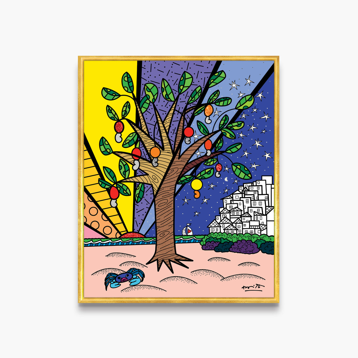 Romero Britto favelas growing up collection limited  contemporary pop art piece