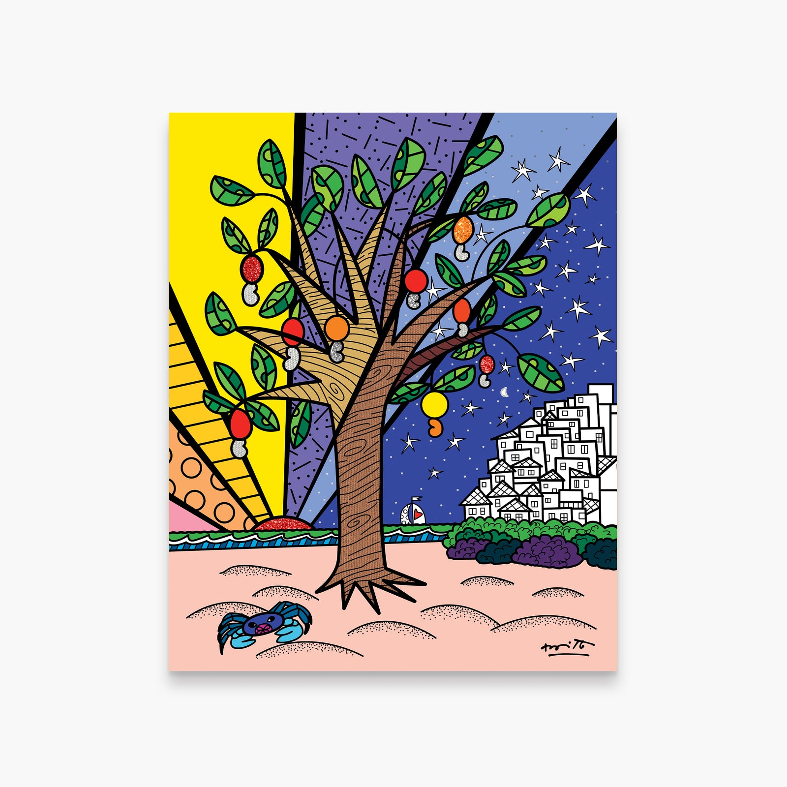 Romero Britto favelas growing up collection limited  colorful pop art design