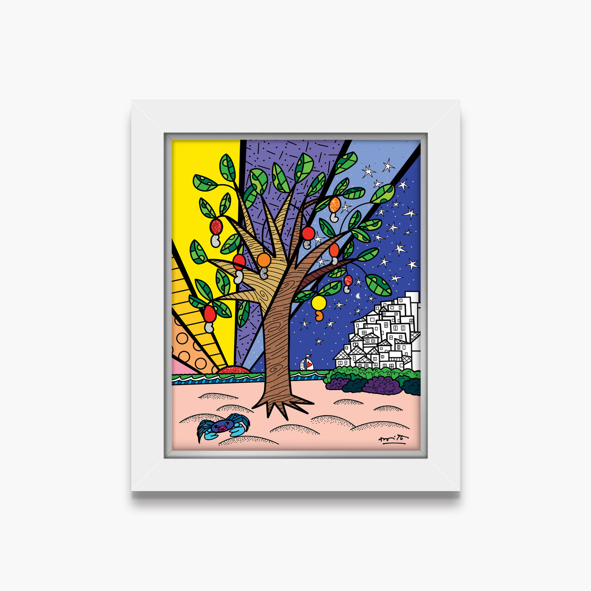 Romero Britto favelas growing up collection limited  contemporary pop art piece