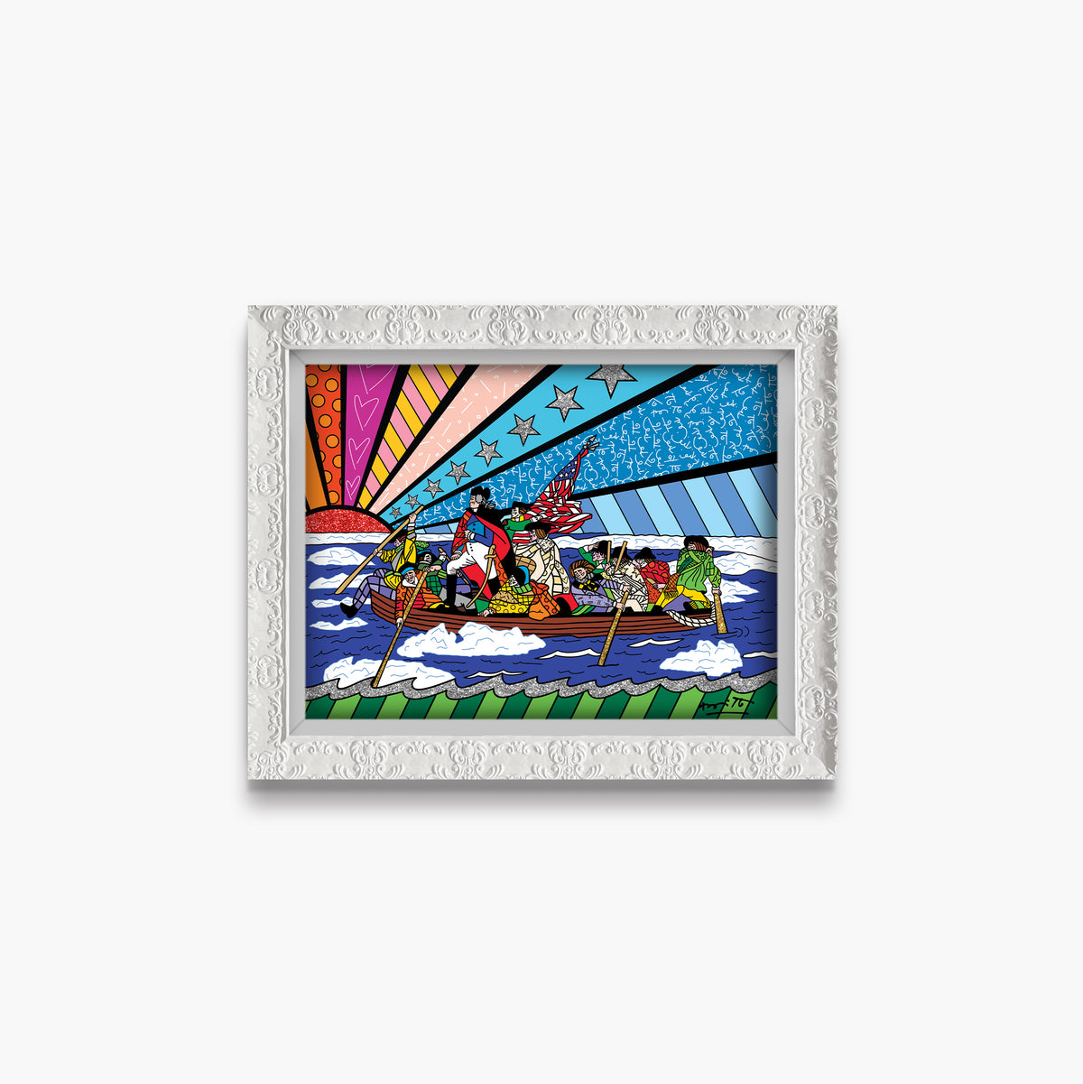 Romero Britto the crossing of the delaware  colorful pop art design