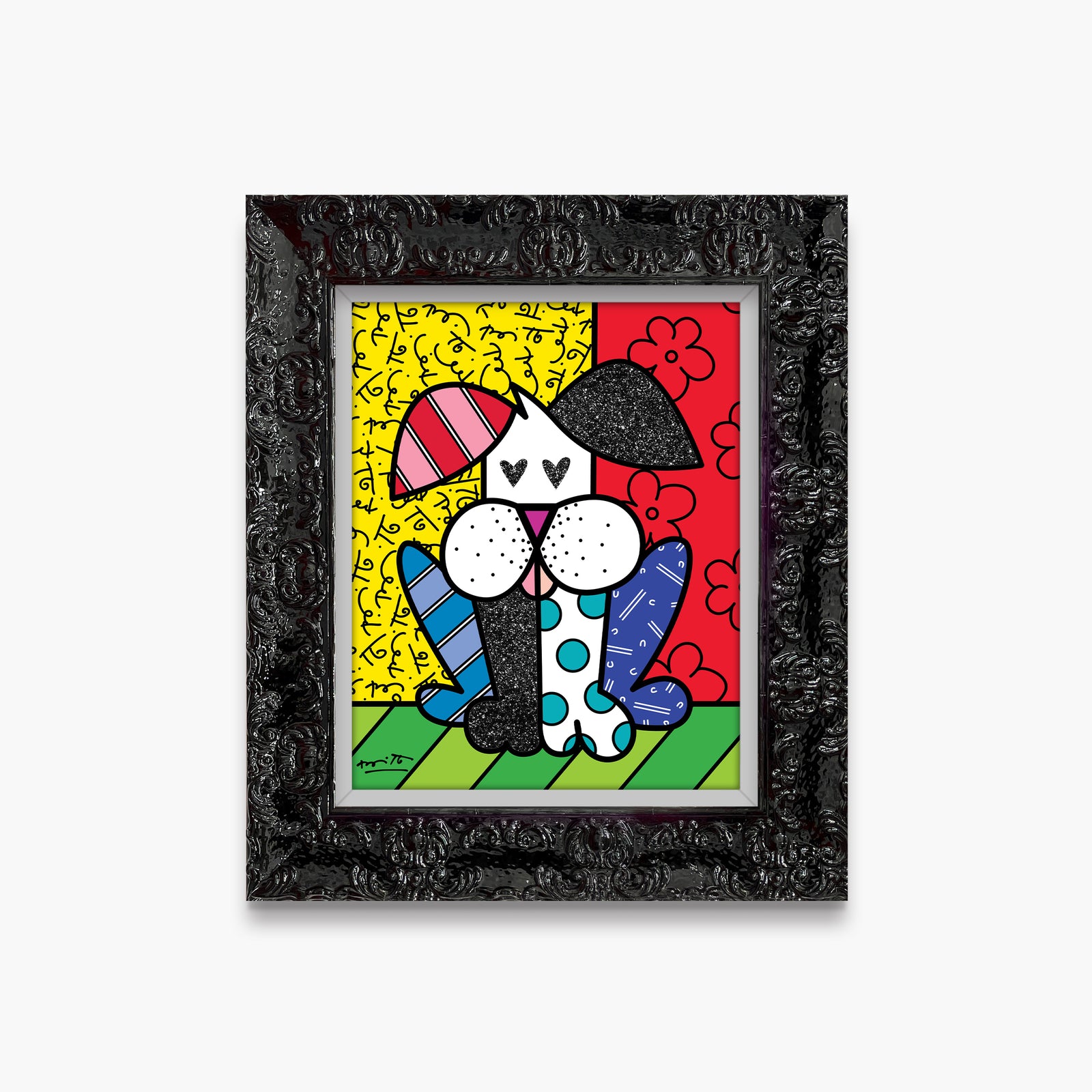 Romero Britto puppy love limited edition print  colorful pop art design