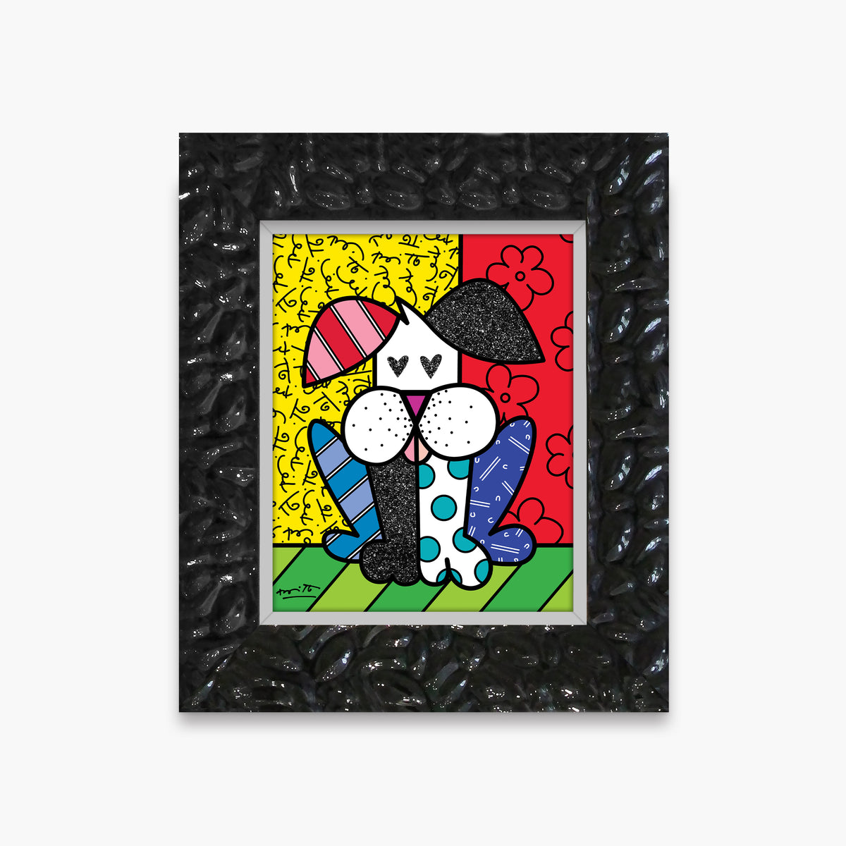 Romero Britto puppy love limited edition print  contemporary pop art piece